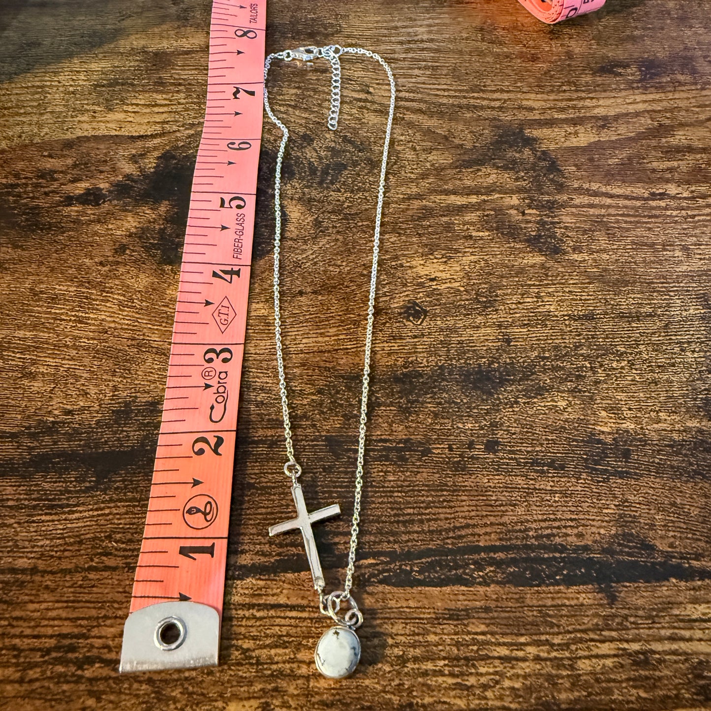 Palomino Turquoise Cross Religion Chain Necklace in Sterling Silver, 16 Inch Chain W/Extender Wild West Boho