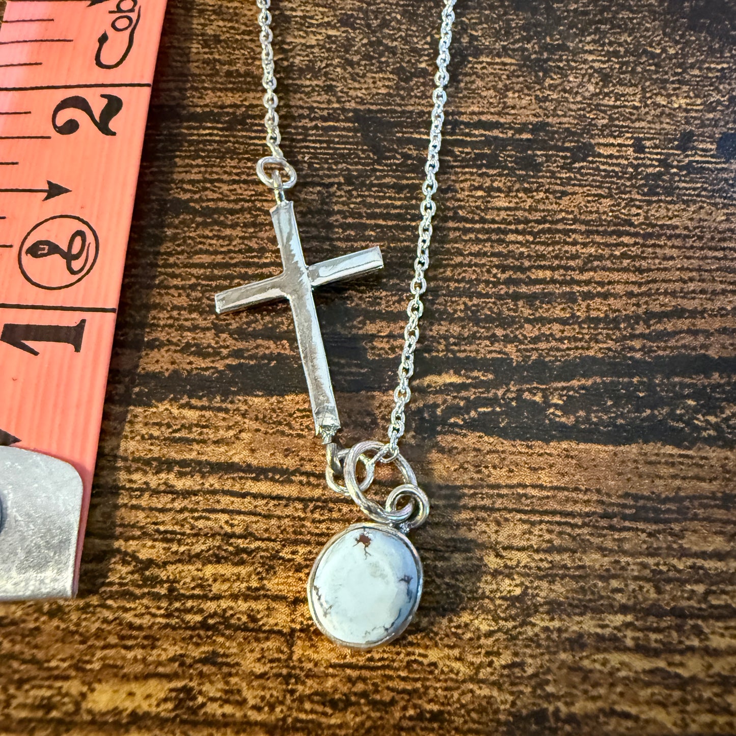 Palomino Turquoise Cross Religion Chain Necklace in Sterling Silver, 16 Inch Chain W/Extender Wild West Boho