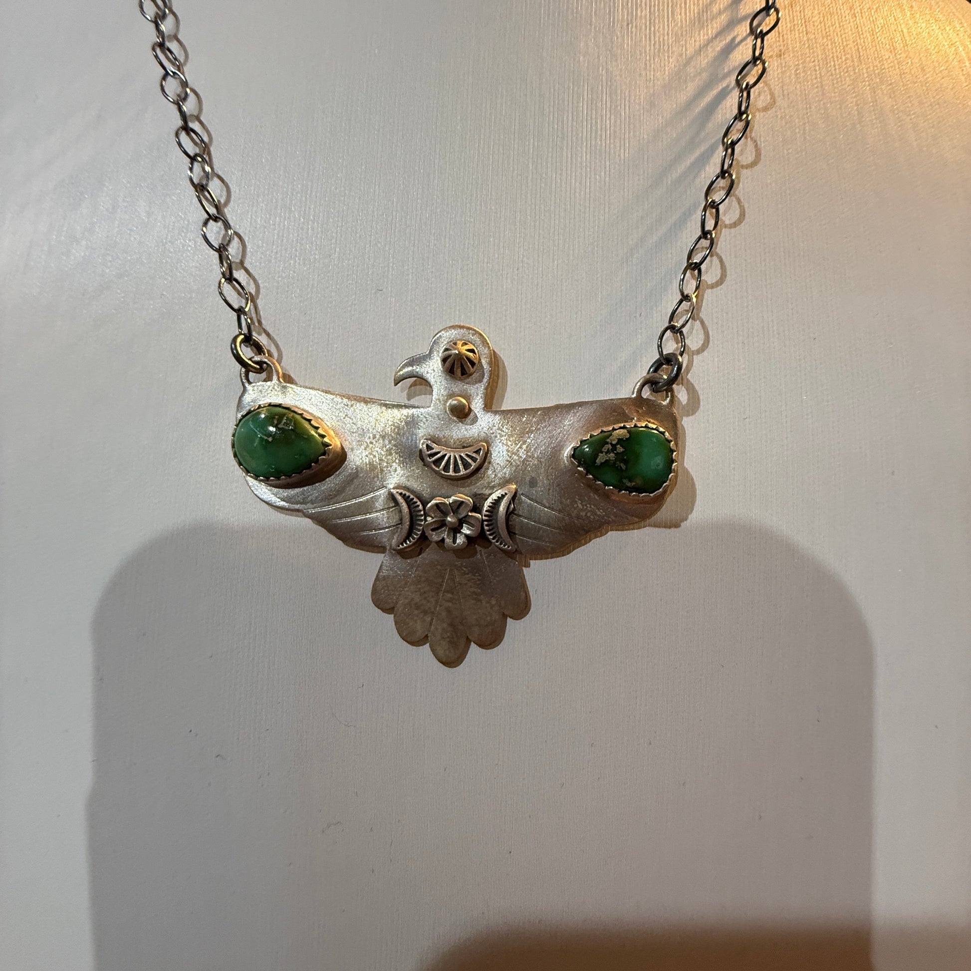 Sonoran Gold Thunderbird Necklace in Sterling Silver 18 Inch Rolo Chain Wild West Boho