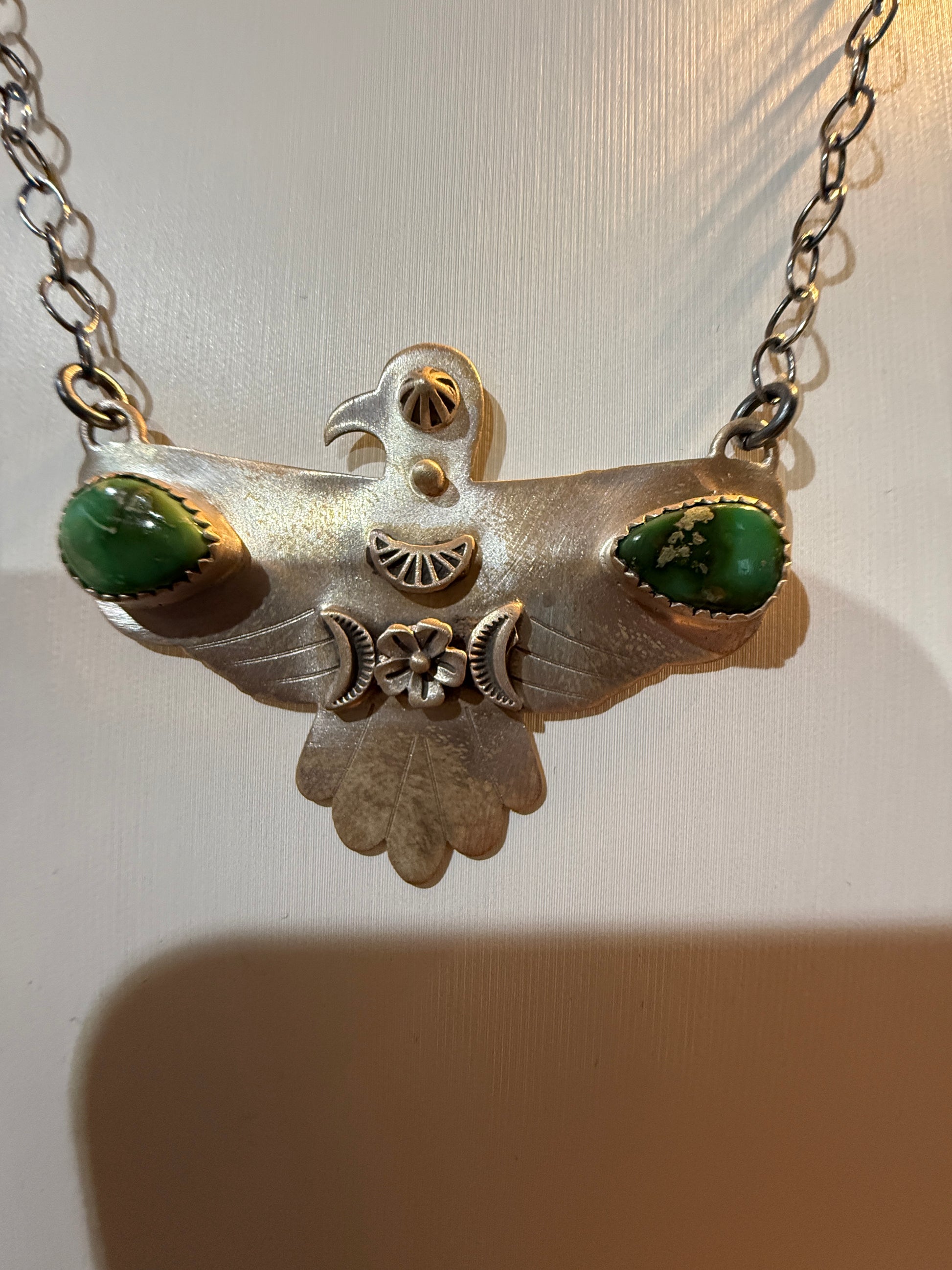 Sonoran Gold Thunderbird Necklace in Sterling Silver 18 Inch Rolo Chain Wild West Boho