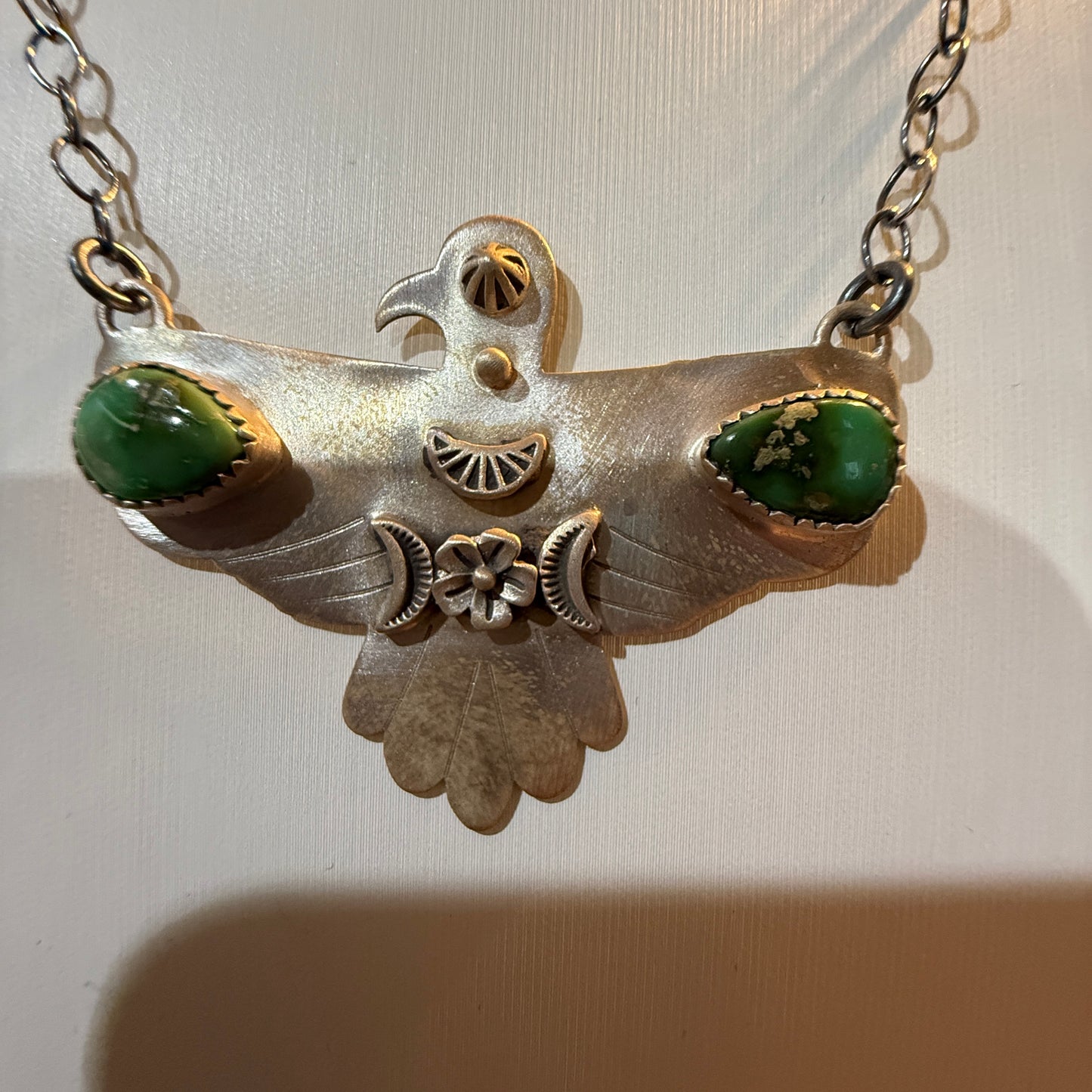 Sonoran Gold Thunderbird Necklace in Sterling Silver 18 Inch Rolo Chain Wild West Boho