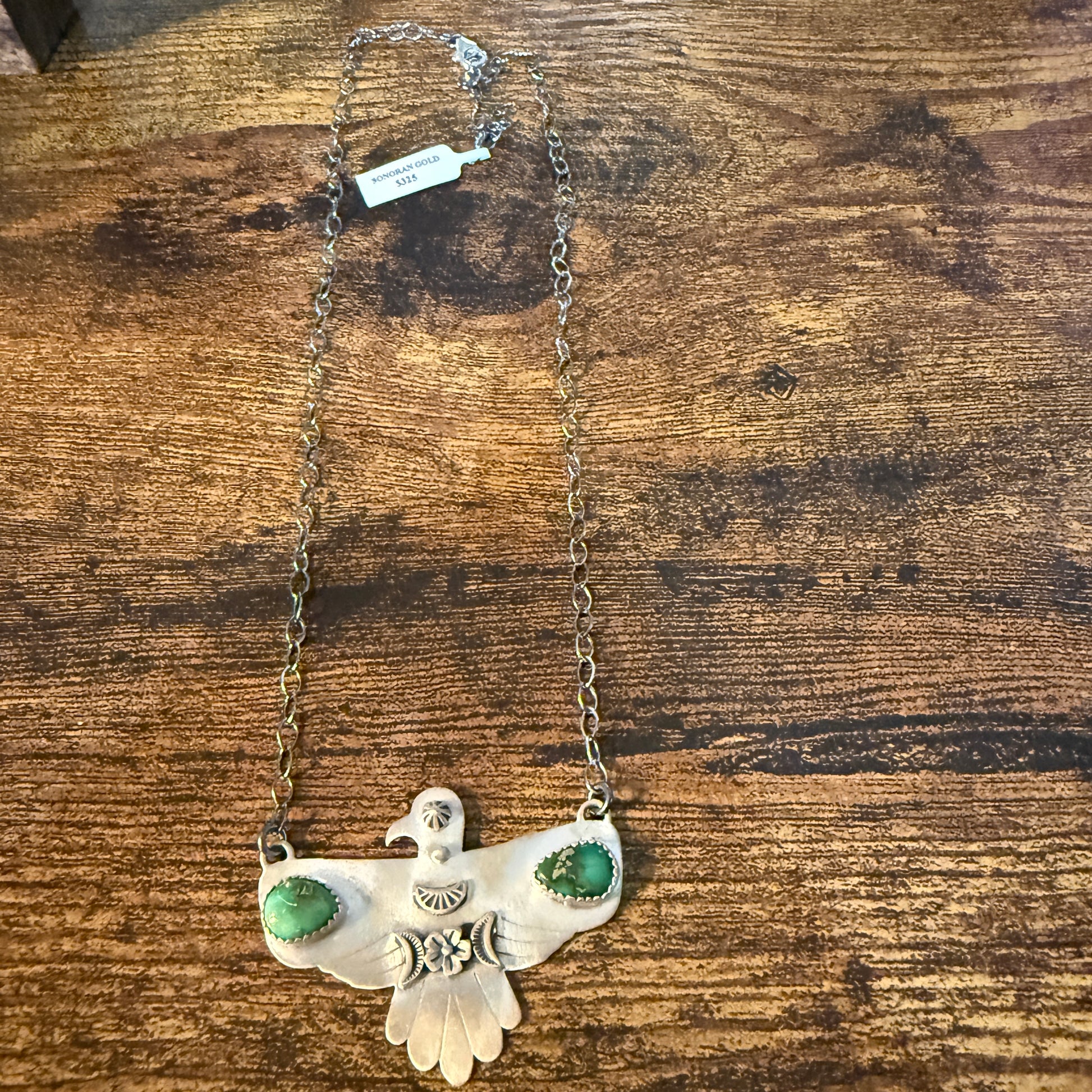 Sonoran Gold Thunderbird Necklace in Sterling Silver 18 Inch Rolo Chain Wild West Boho