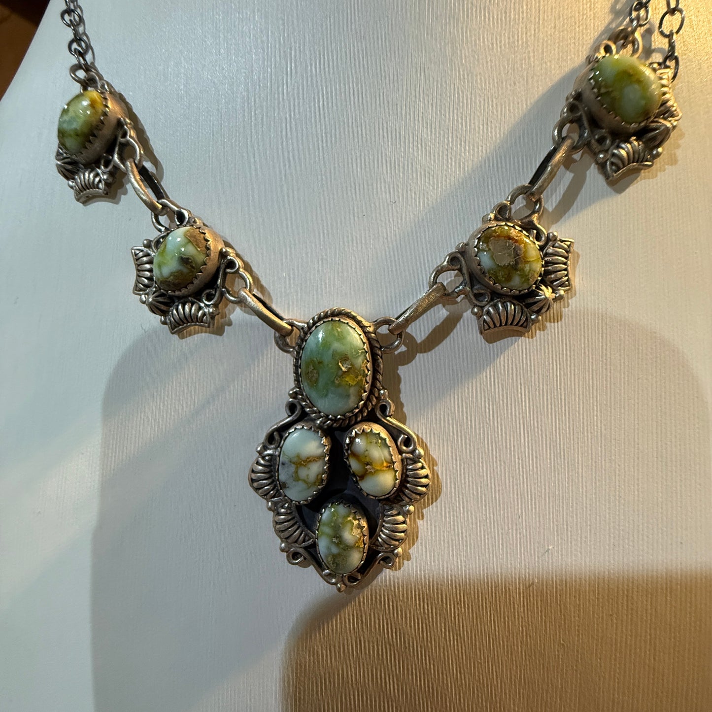 Palomino Turquoise Gemstone Statement Lariat Necklace in Sterling Silver Wild West Boho