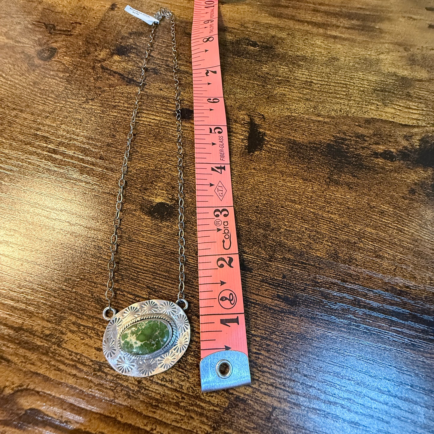 Sonoran Gold Turquoise Gemstone Pendant Necklace in Sterling Silver, 18 Inch Chain Wild West Boho