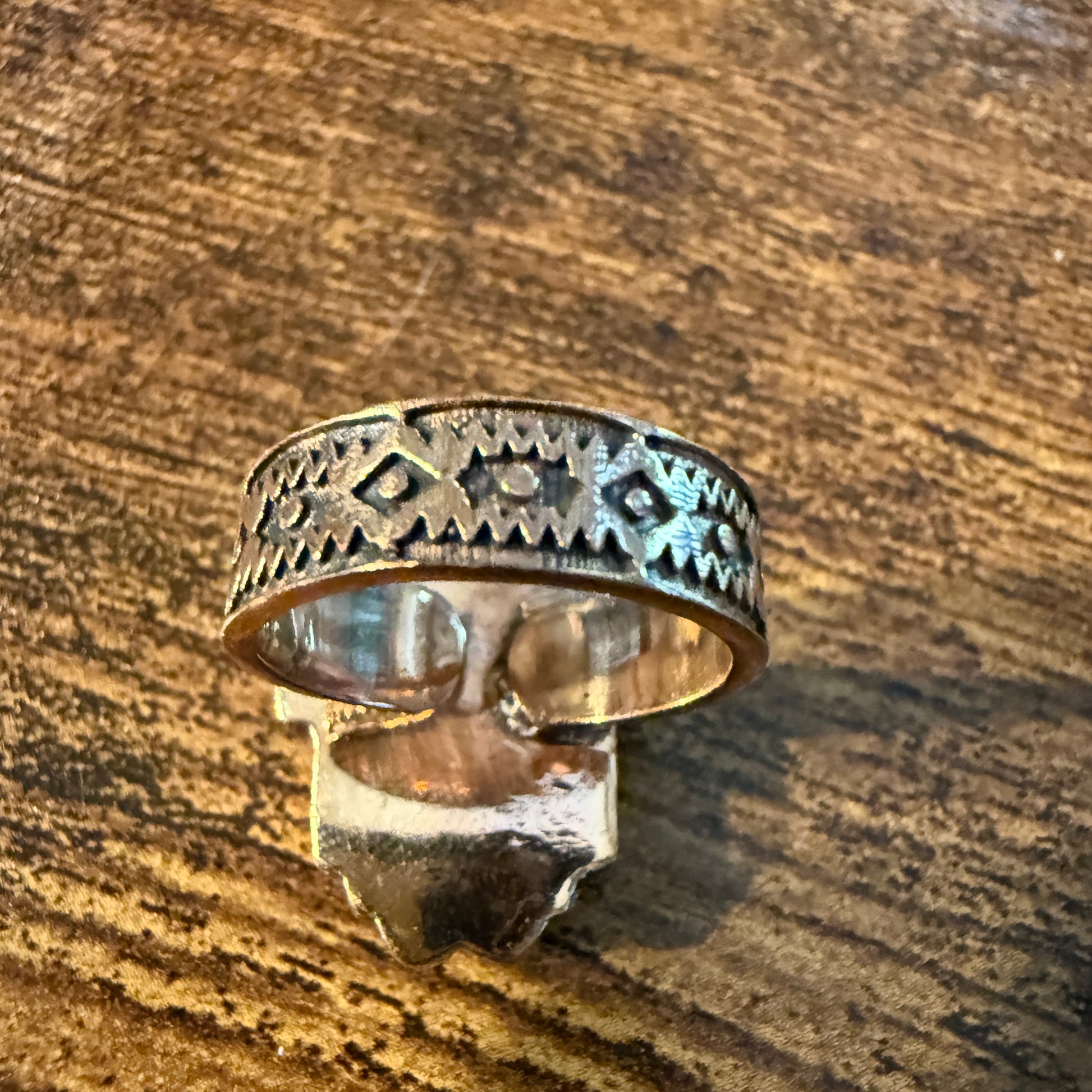 Orange Spiny Turquoise and Genuine Copper Adjustable Ring Wild West Boho