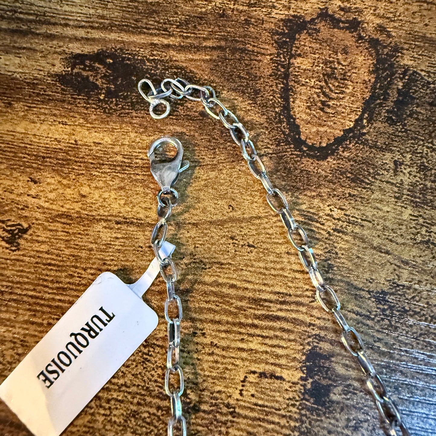 Stunning Number 8 Mine Turquoise Choker Necklace, Sterling Silver, 18 Inch Chain Wild West Boho