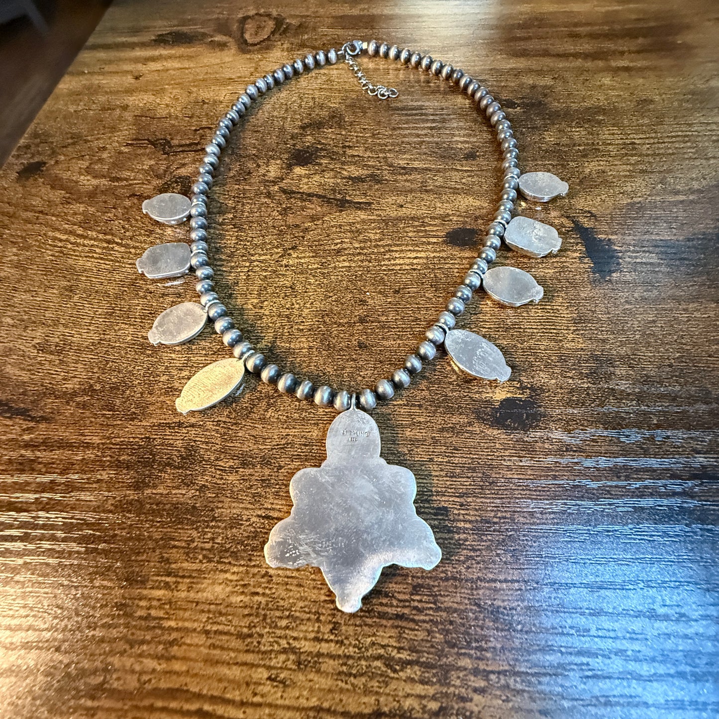 Number 8 Mine Turquoise Gemstones Sterling Silver 18 Inch Desert Pearl Necklace Wild West Boho