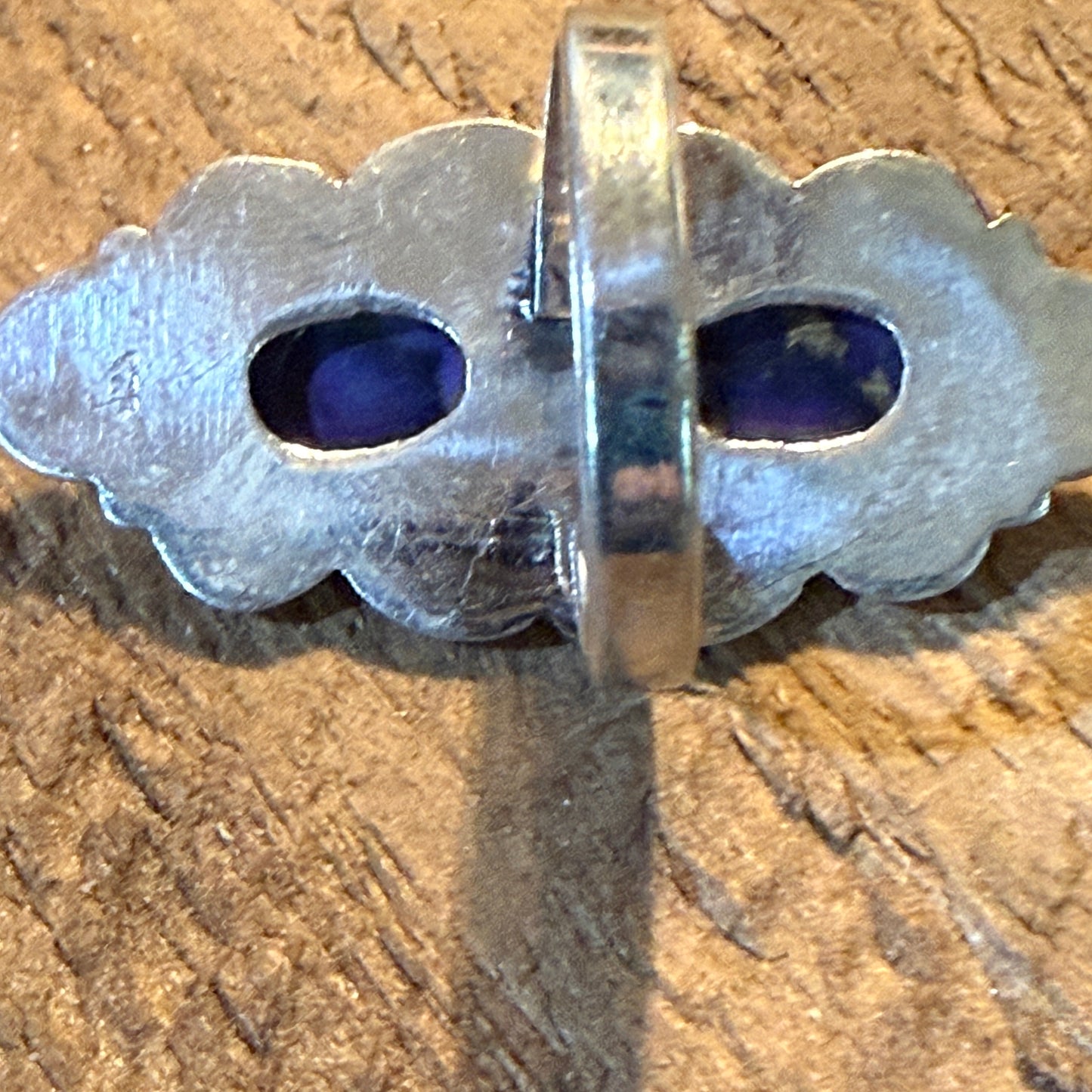 Purple Spiny Gemstone Double Stone Adjustable Ring in Sterling Silver Wild West Boho