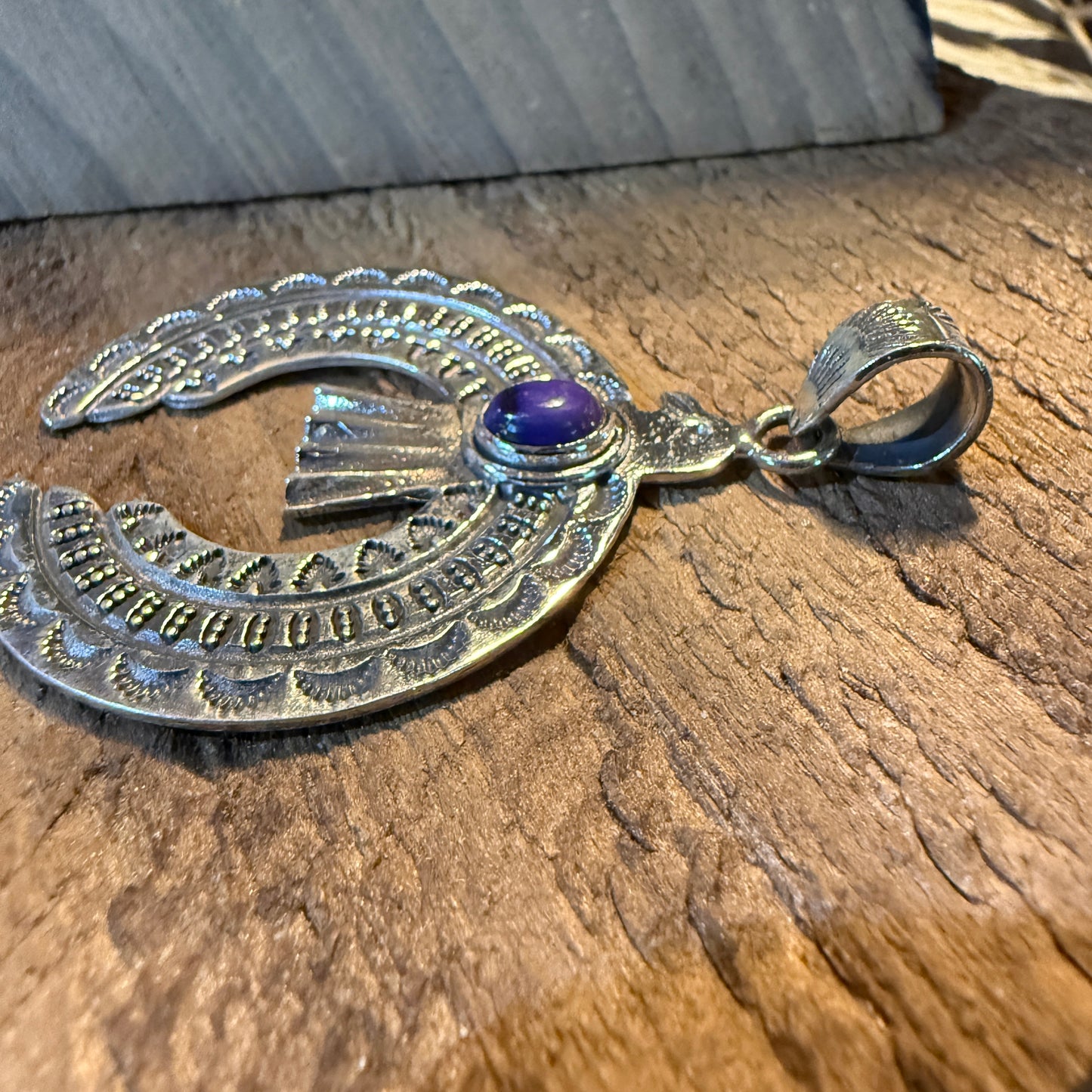 Purple Spiny Gemstone Naja Squash Pendant in Sterling Silver Wild West Boho