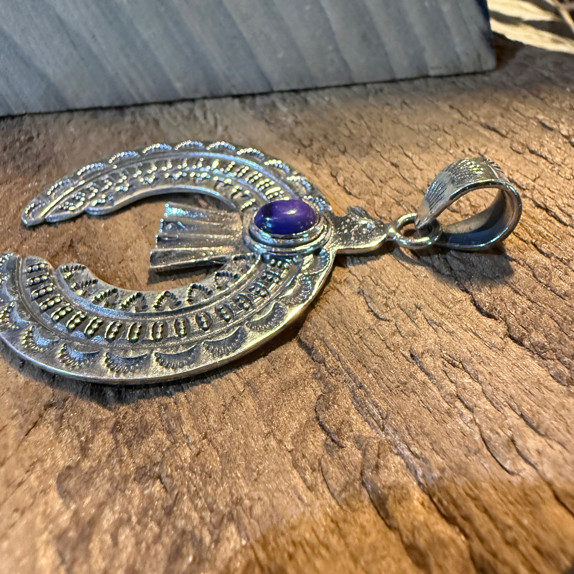 Purple Spiny Gemstone Naja Squash Pendant in Sterling Silver Wild West Boho
