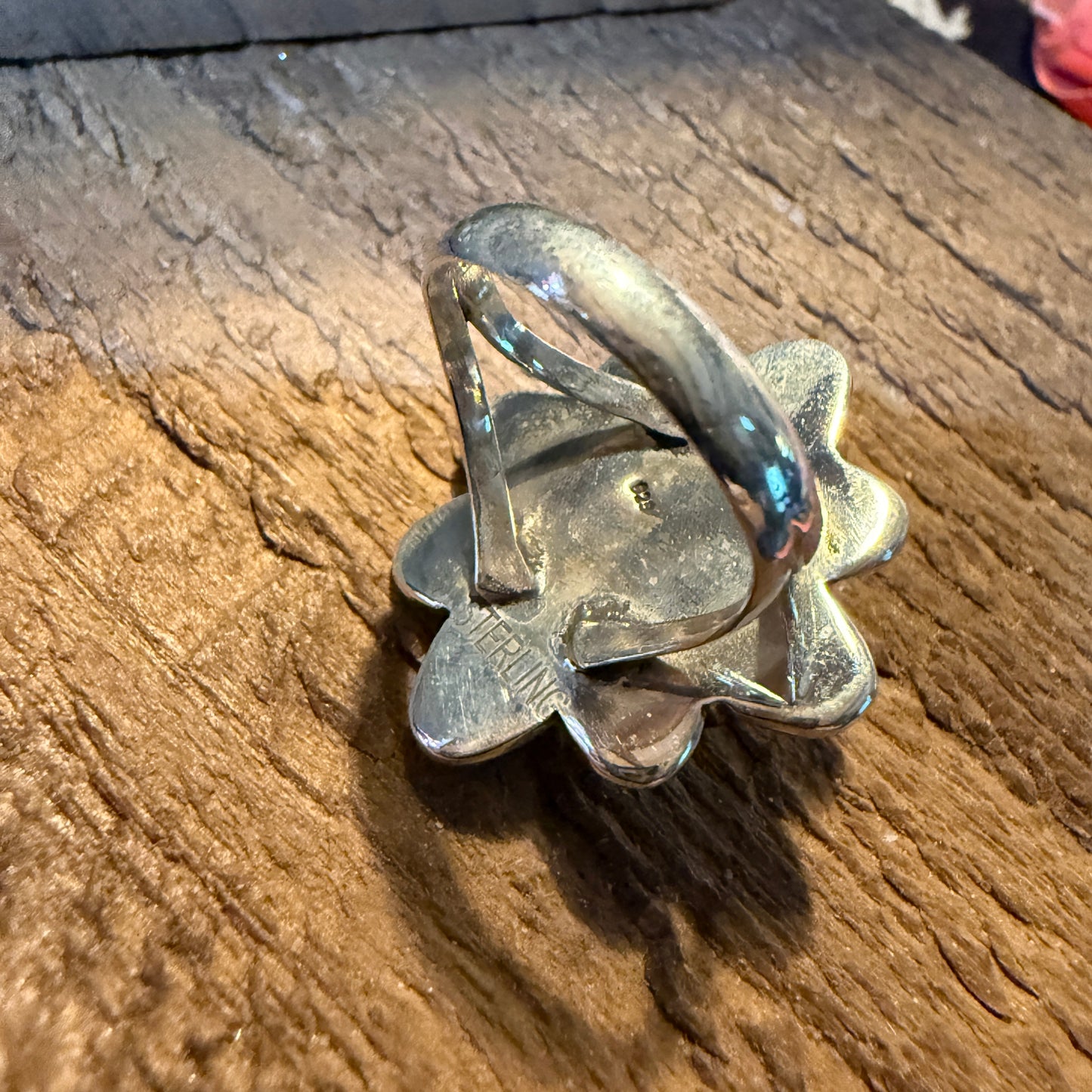 Mine Number 8 Gemstone Floral Ring Size 8.5 in Sterling Silver Wild West Boho