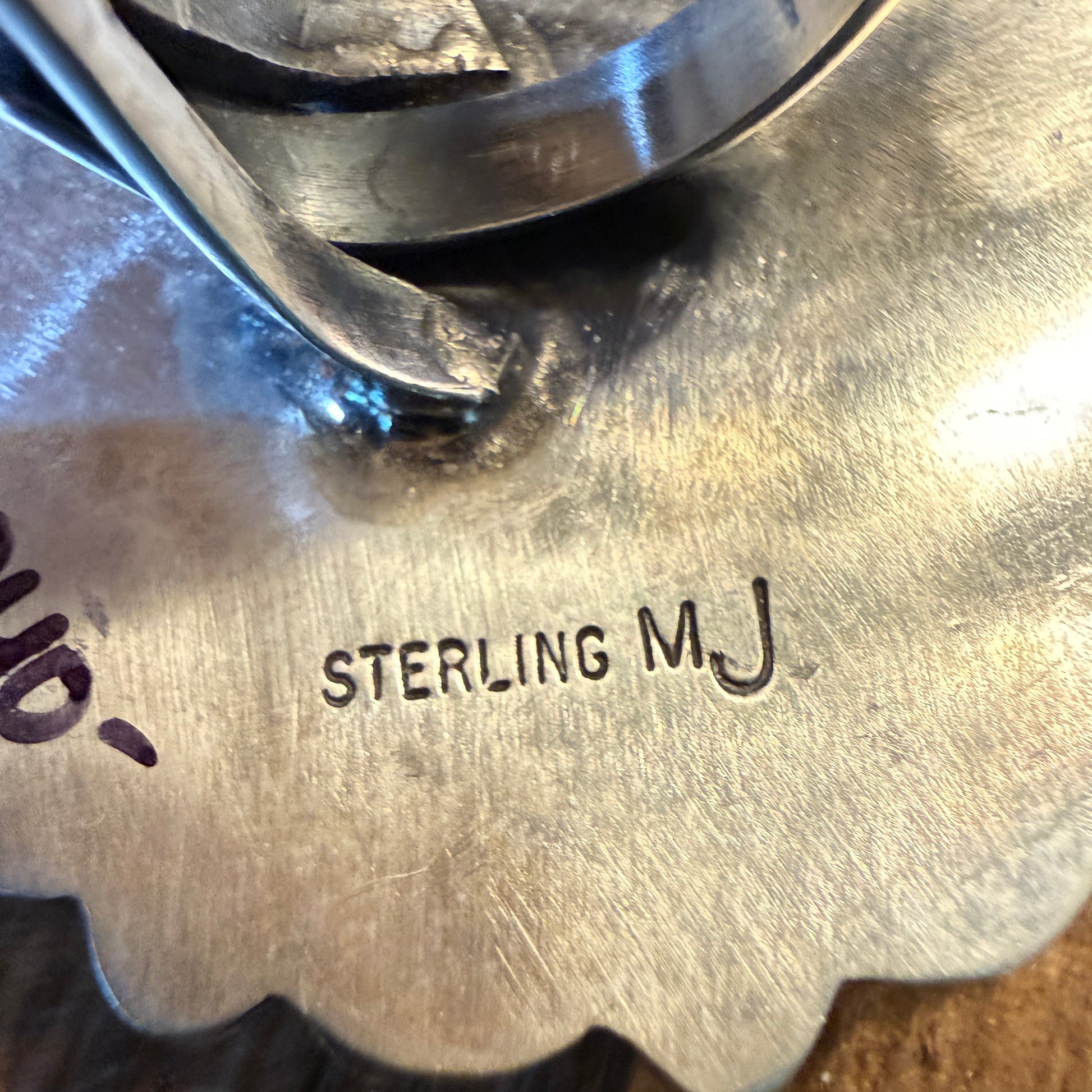 Marlene Jones Signed Navajo Handmade Coin Kingman Cluster Ring in Sterling Silver Wild West Boho