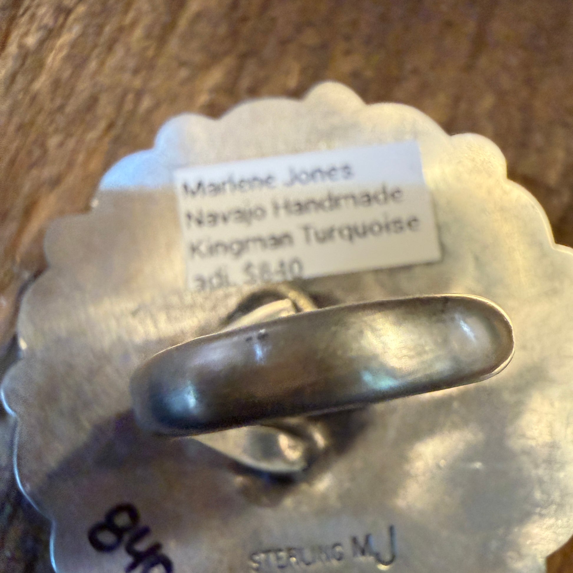 Marlene Jones Signed Navajo Handmade Coin Kingman Cluster Ring in Sterling Silver Wild West Boho