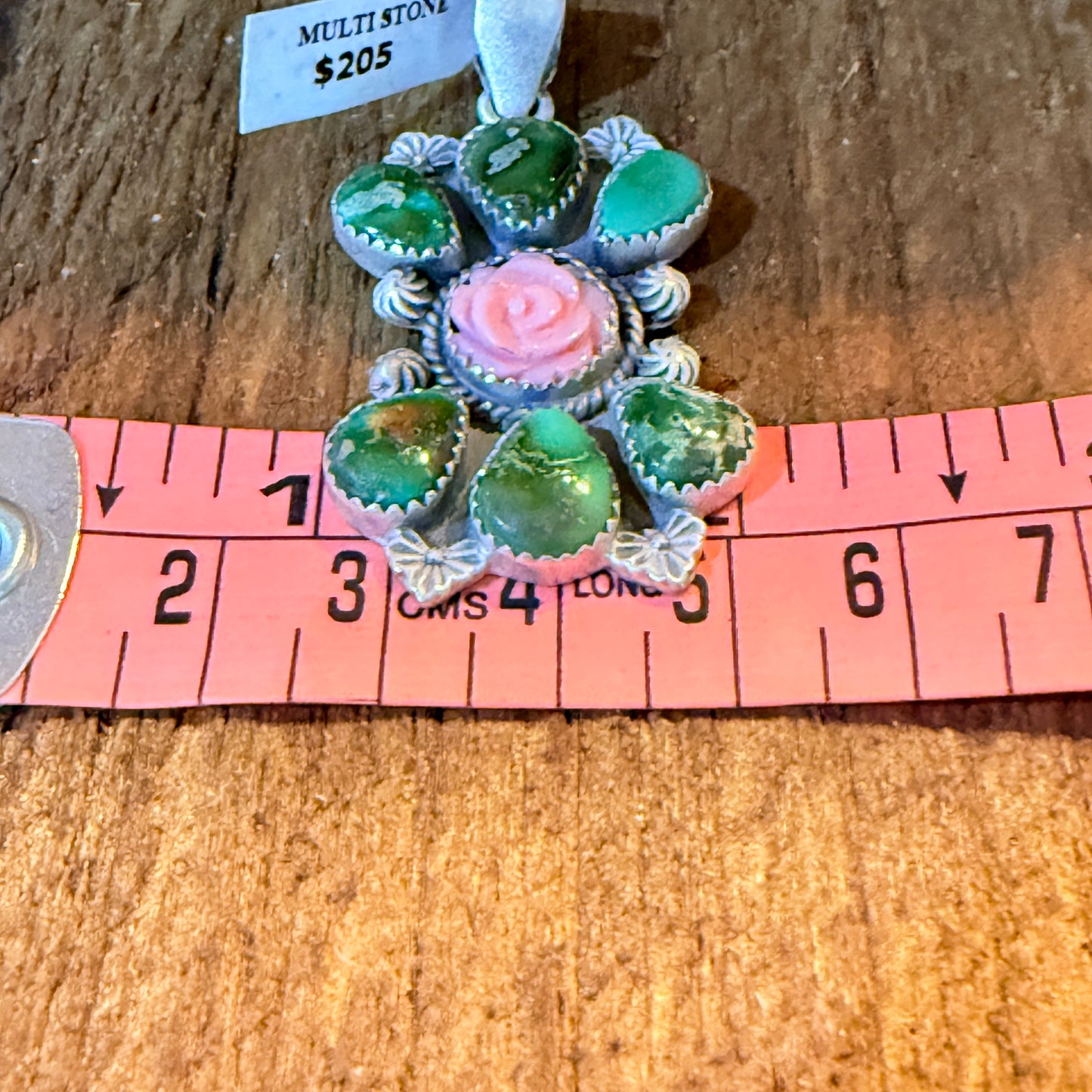 Sonoran Gold Pink Conch Rose 2 Inch Cluster Pendant Sterling Silver Wild West Boho