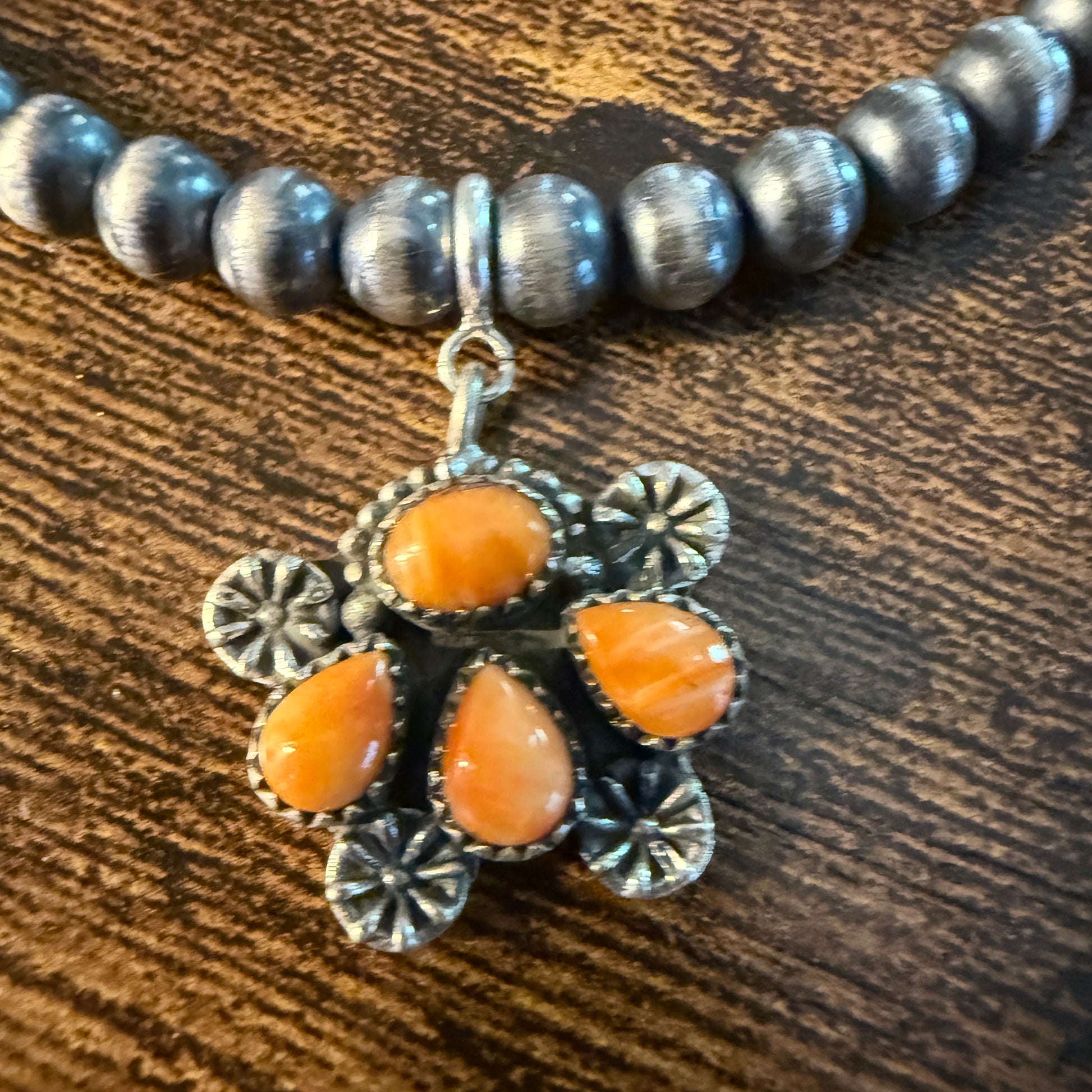 Purple Spiny Orange Spiny Paloma Turquoise Desert Pearl Choker Necklace 14 Inch Wild West Boho