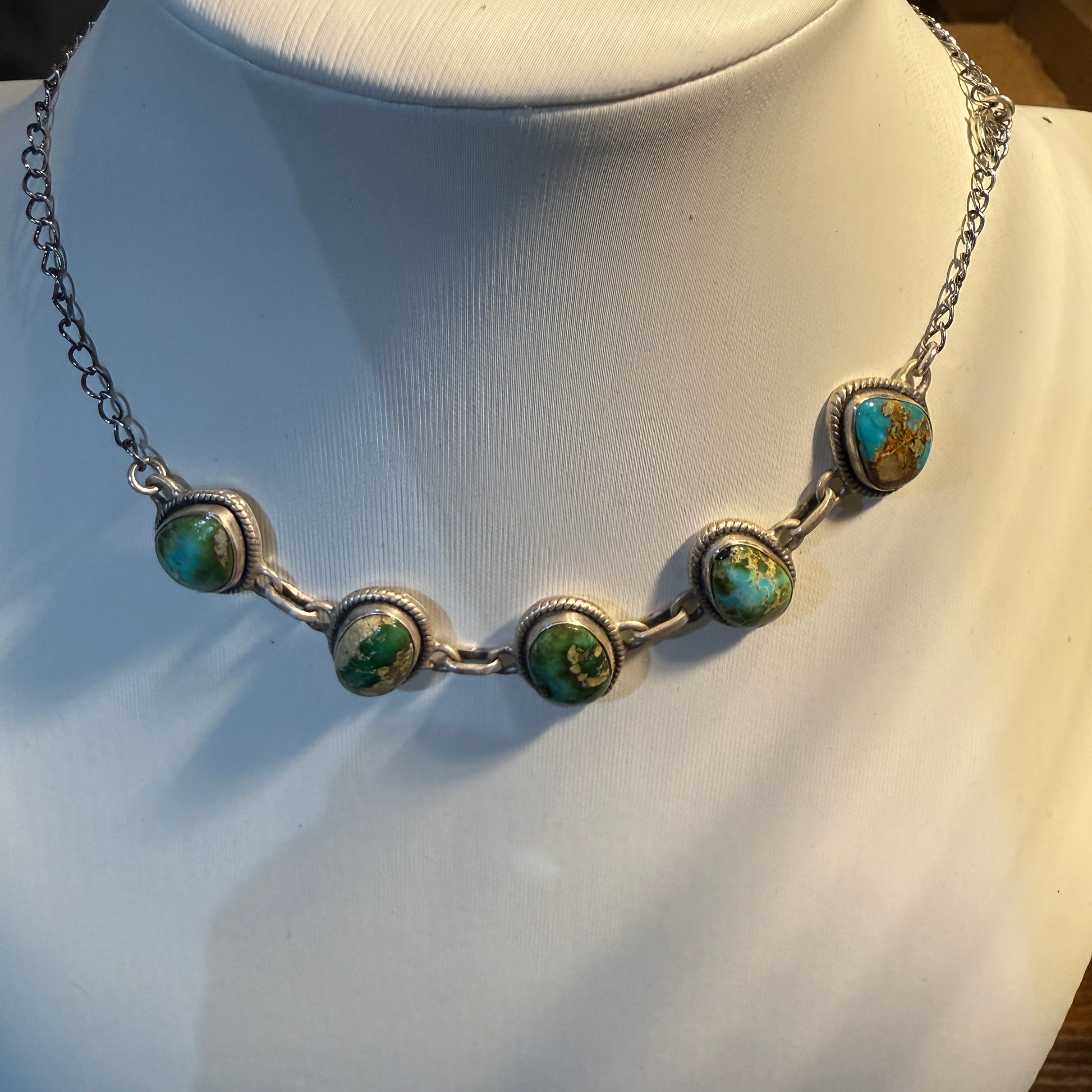 Sonoran Gold Turquoise Gemstone 16 Inch Choker Necklace, 16 Inch Wild West Boho