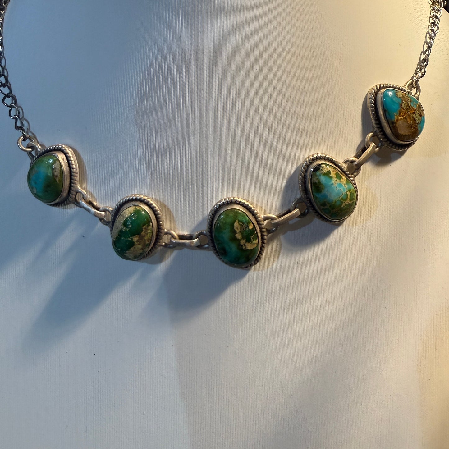 Sonoran Gold Turquoise Gemstone 16 Inch Choker Necklace, 16 Inch Wild West Boho