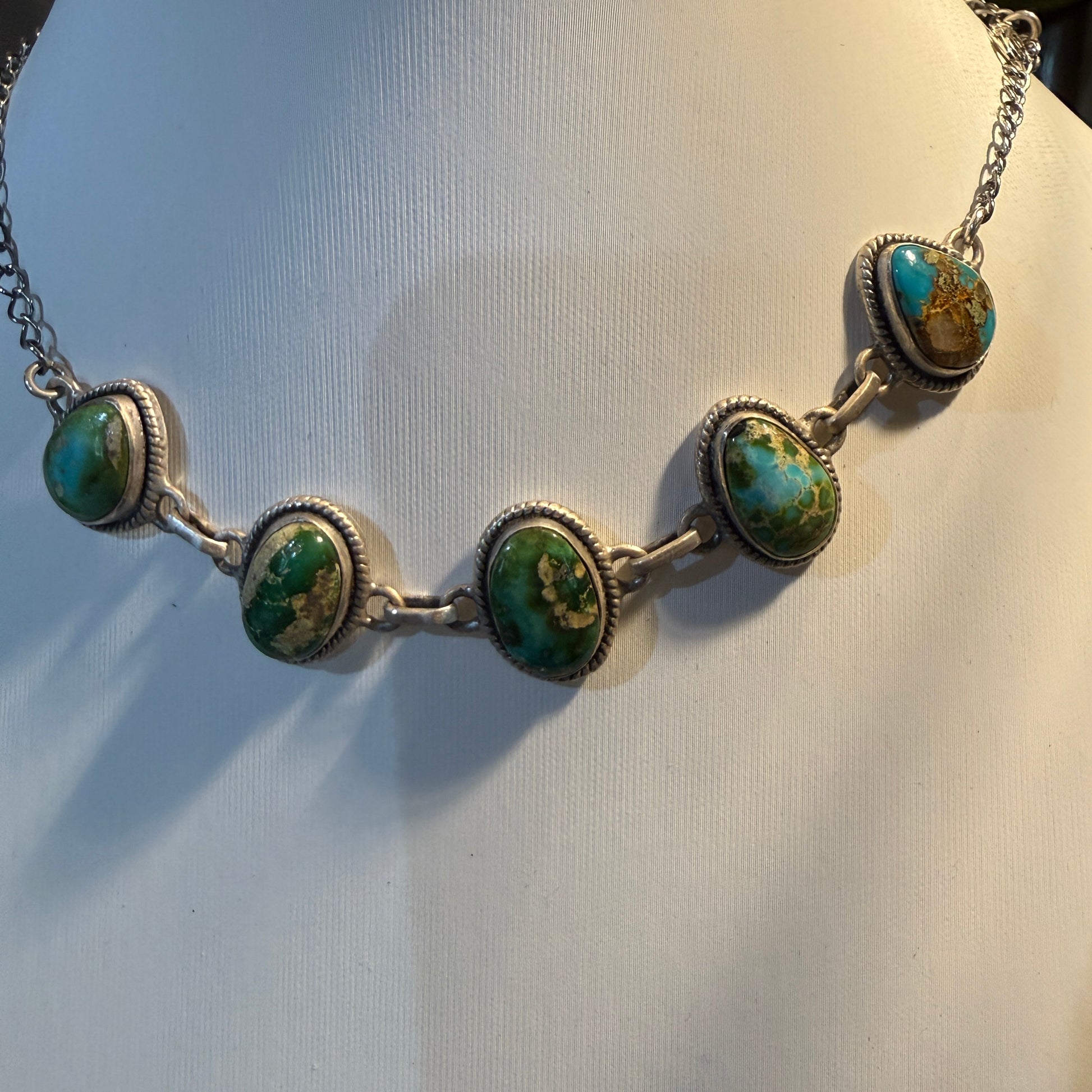 Sonoran Gold Turquoise Gemstone 16 Inch Choker Necklace, 16 Inch Wild West Boho