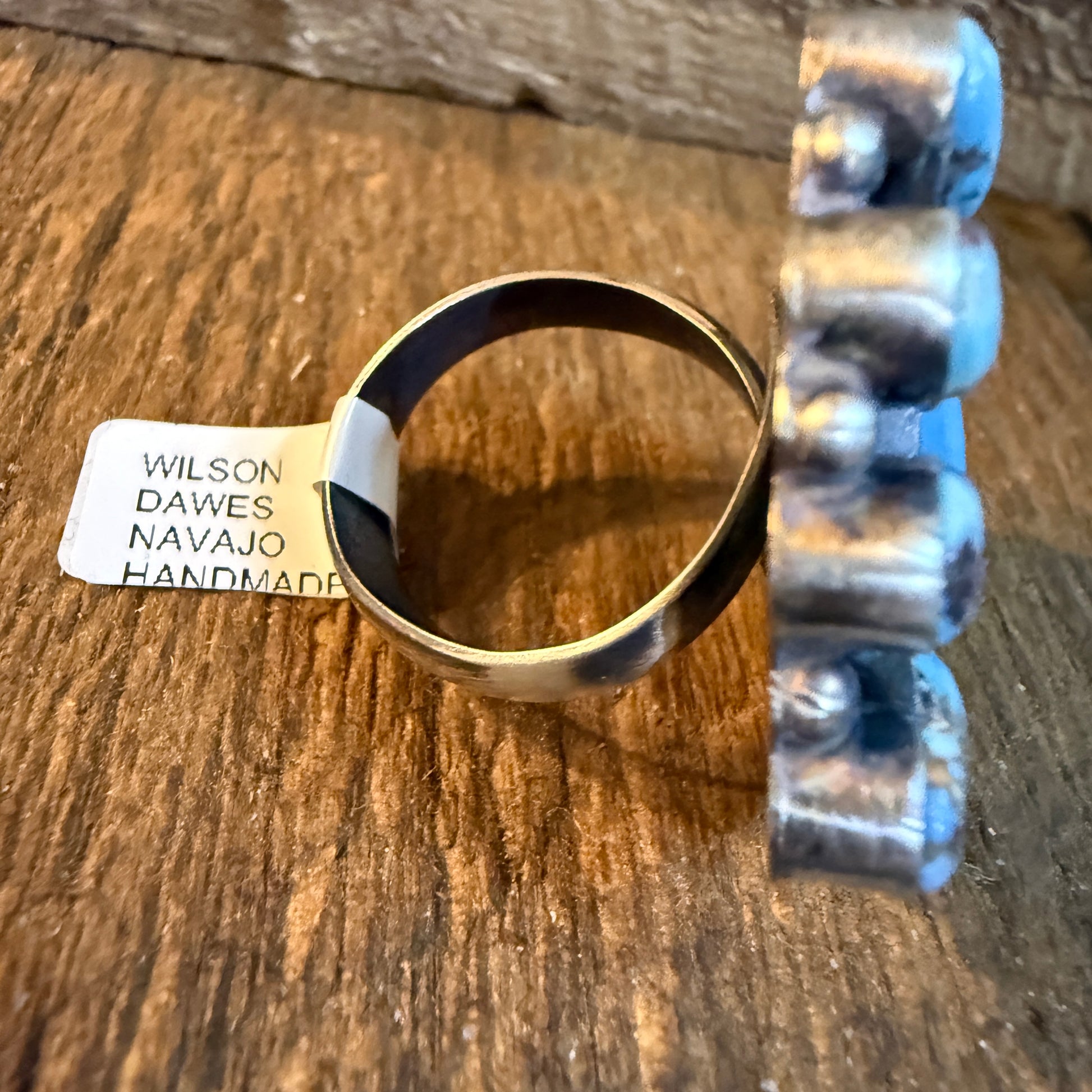 Wilson Dawles Navajo Handmade Golden Hills Turquoise Ring Adjustable in Sterling Silver Wild West Boho