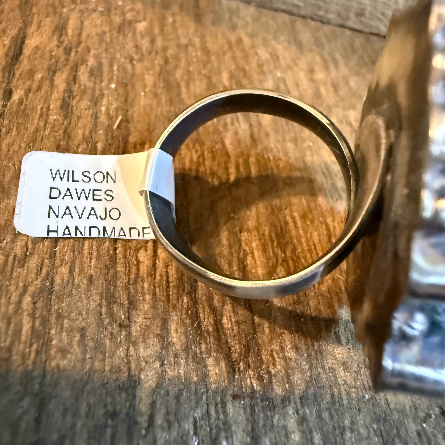 Wilson Dawles Navajo Handmade Golden Hills Turquoise Ring Adjustable in Sterling Silver Wild West Boho