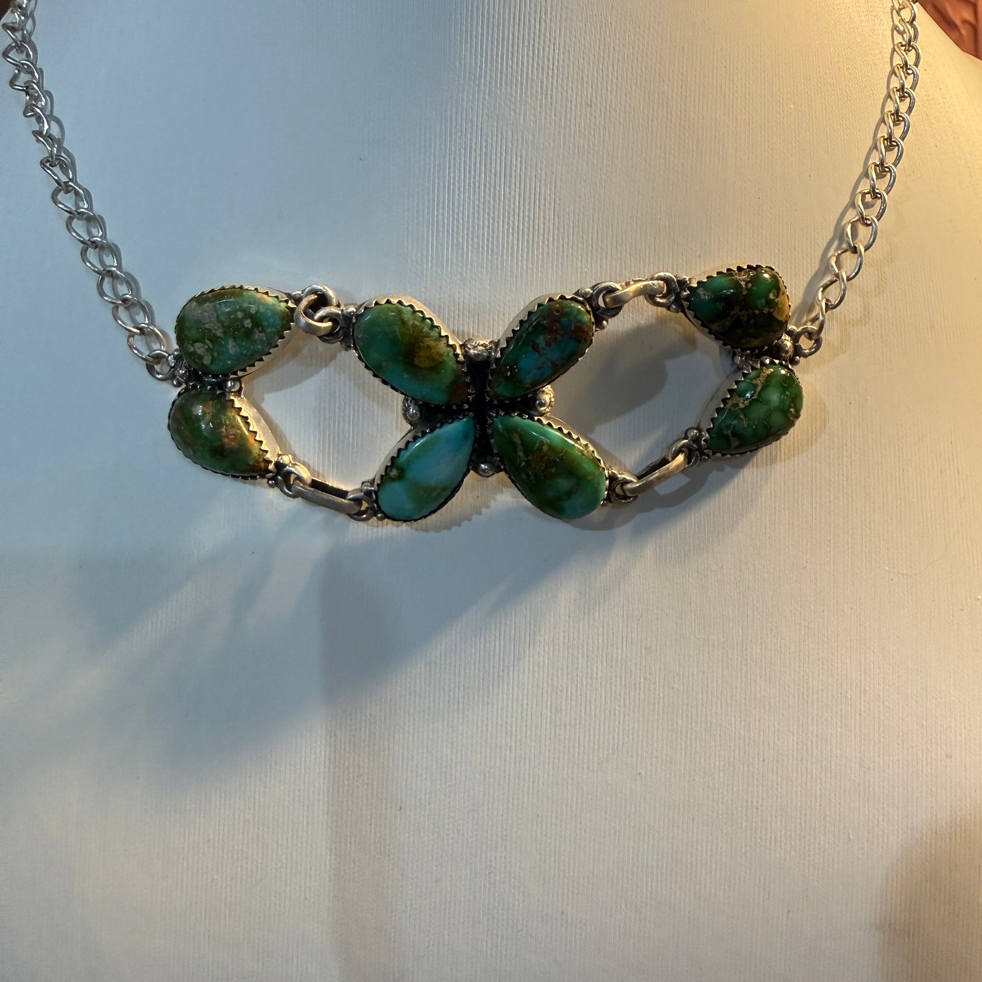Sonoran Gold Turquoise Gemstone Choker Necklace in Sterling Silver Wild West Boho