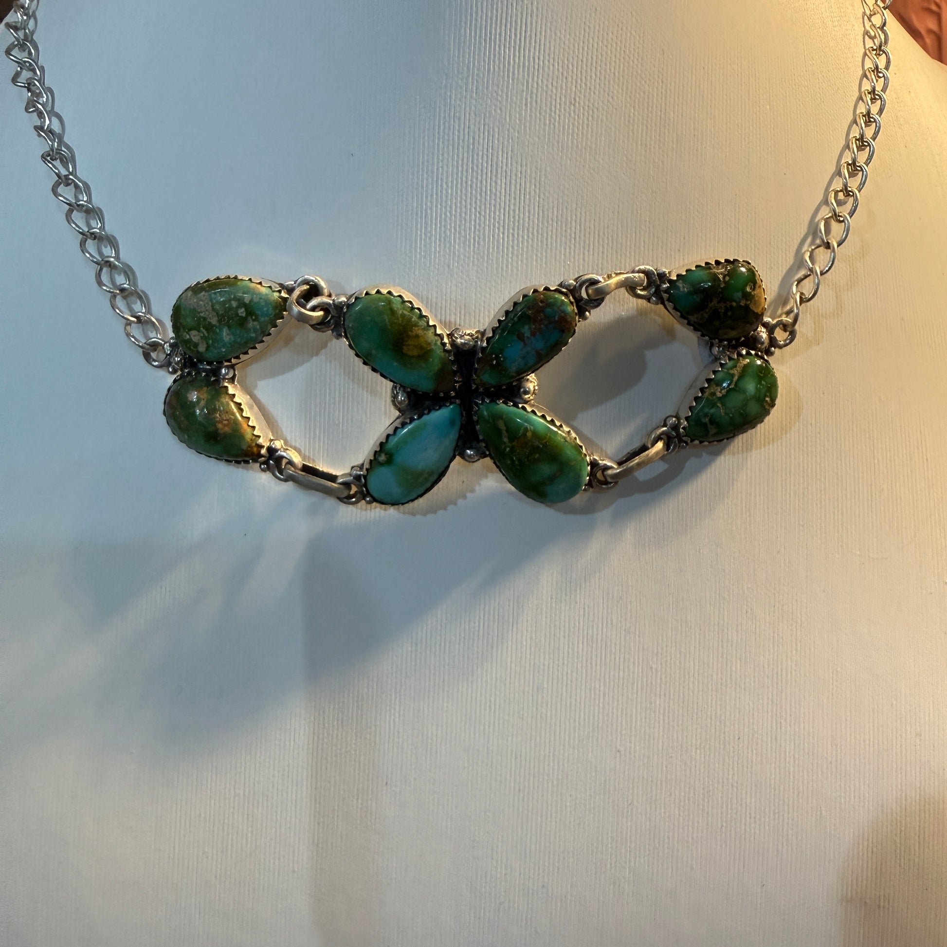 Sonoran Gold Turquoise Gemstone Choker Necklace in Sterling Silver Wild West Boho