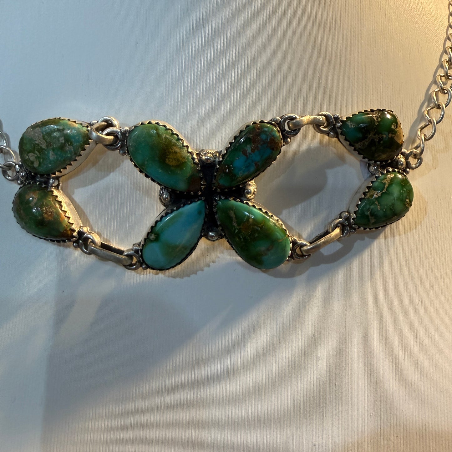 Sonoran Gold Turquoise Gemstone Choker Necklace in Sterling Silver Wild West Boho