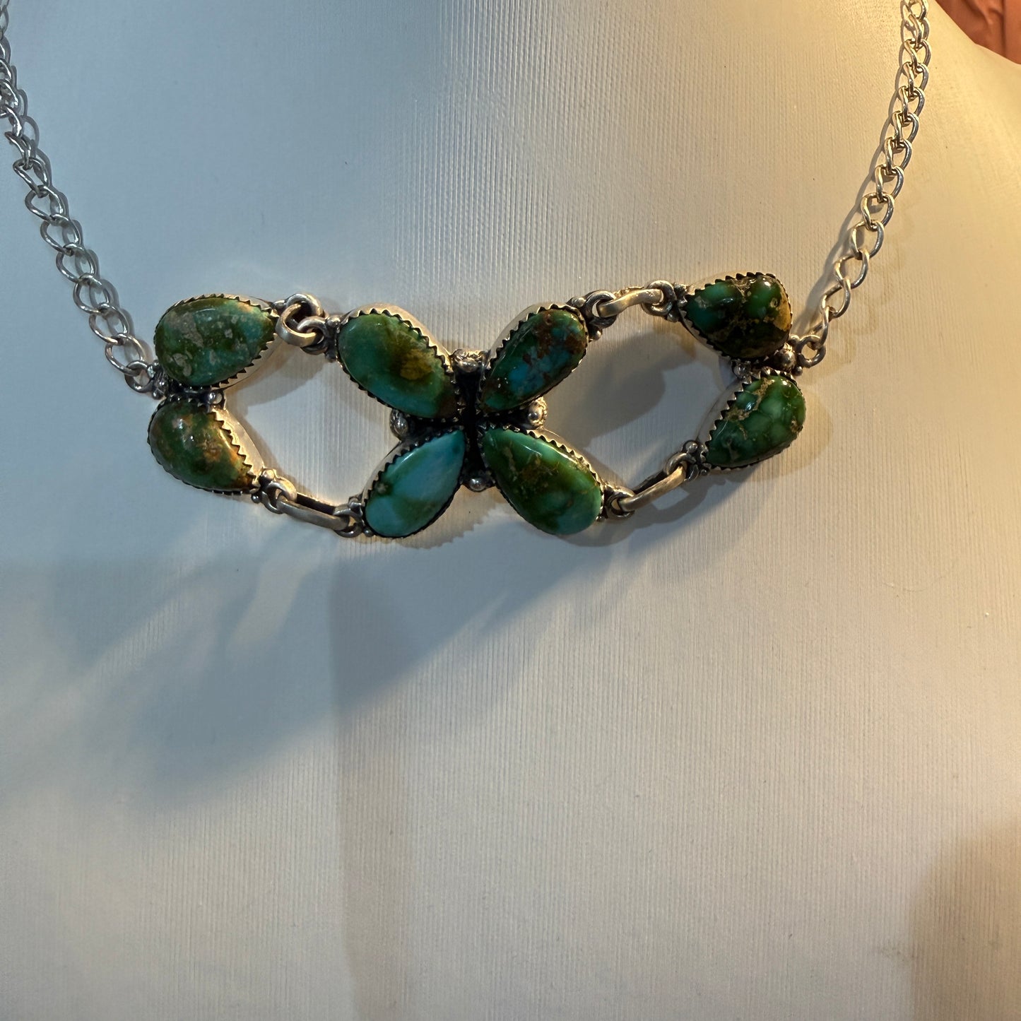 Sonoran Gold Turquoise Gemstone Choker Necklace in Sterling Silver Wild West Boho