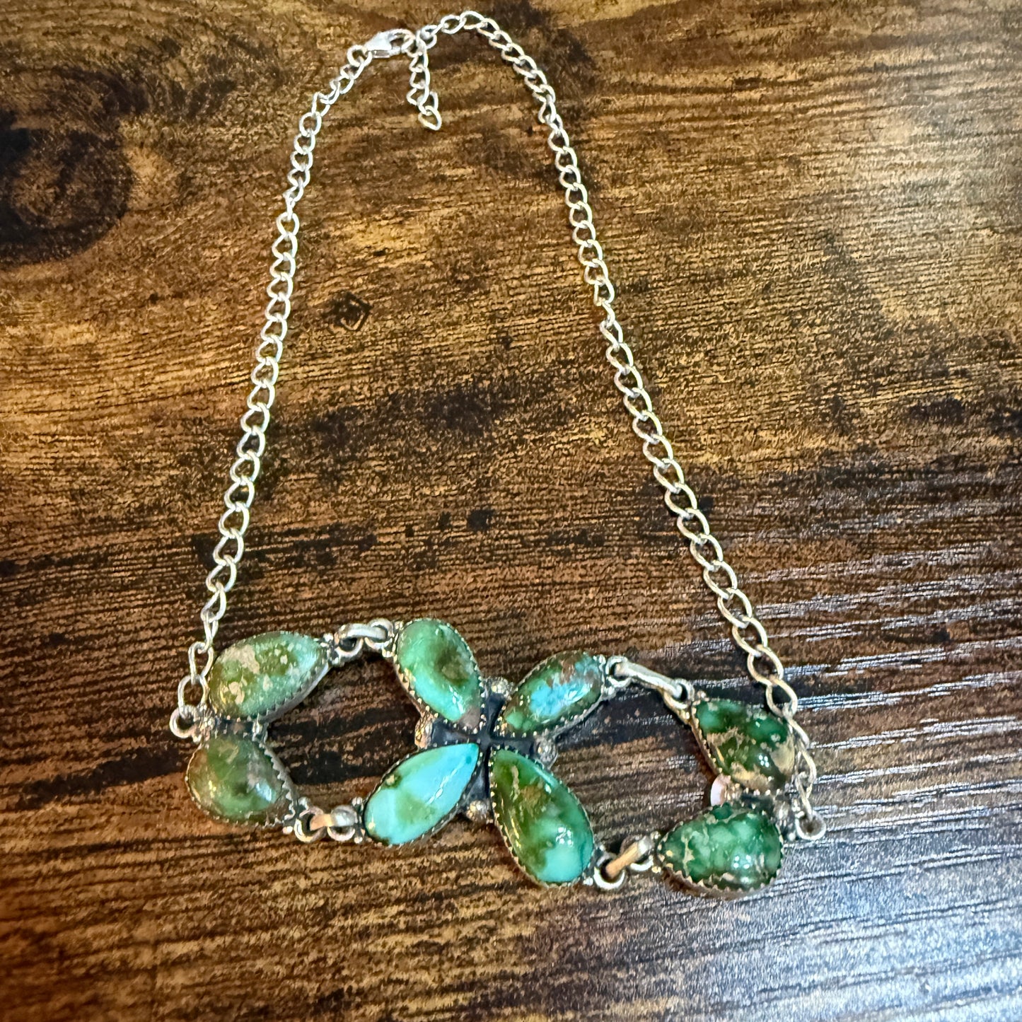 Sonoran Gold Turquoise Gemstone Choker Necklace in Sterling Silver Wild West Boho