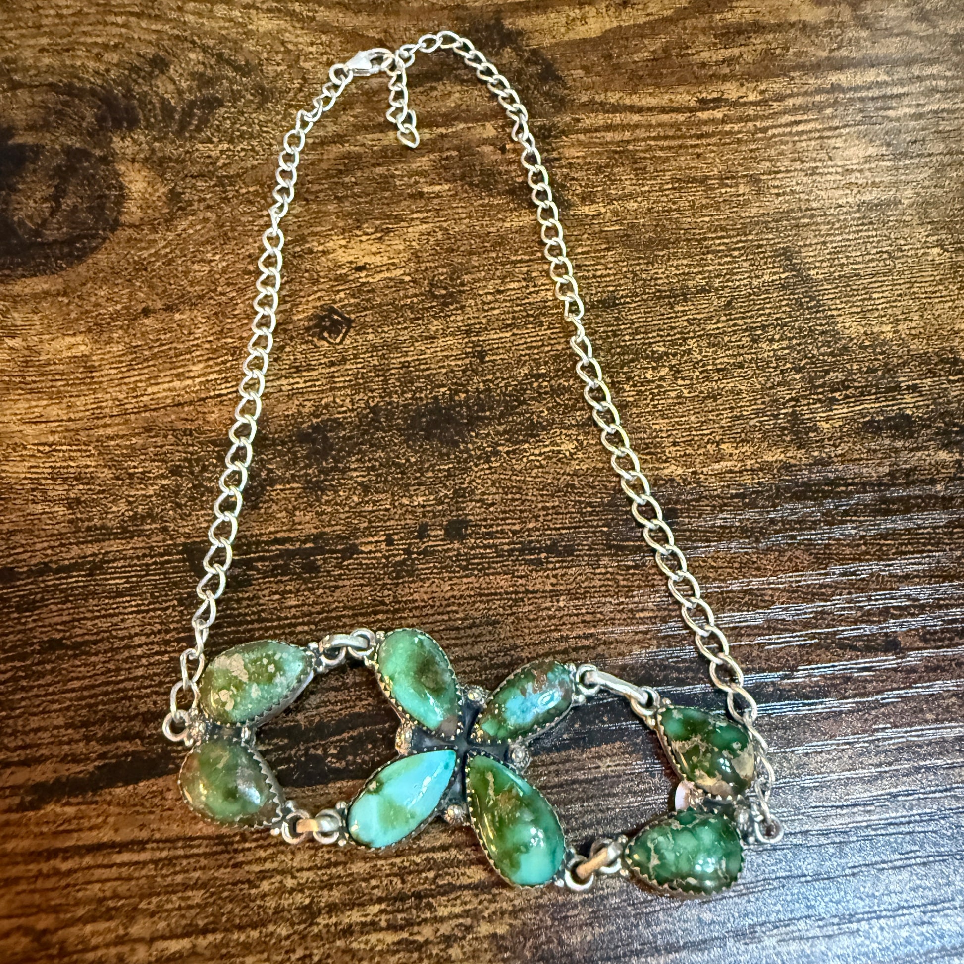 Sonoran Gold Turquoise Gemstone Choker Necklace in Sterling Silver Wild West Boho