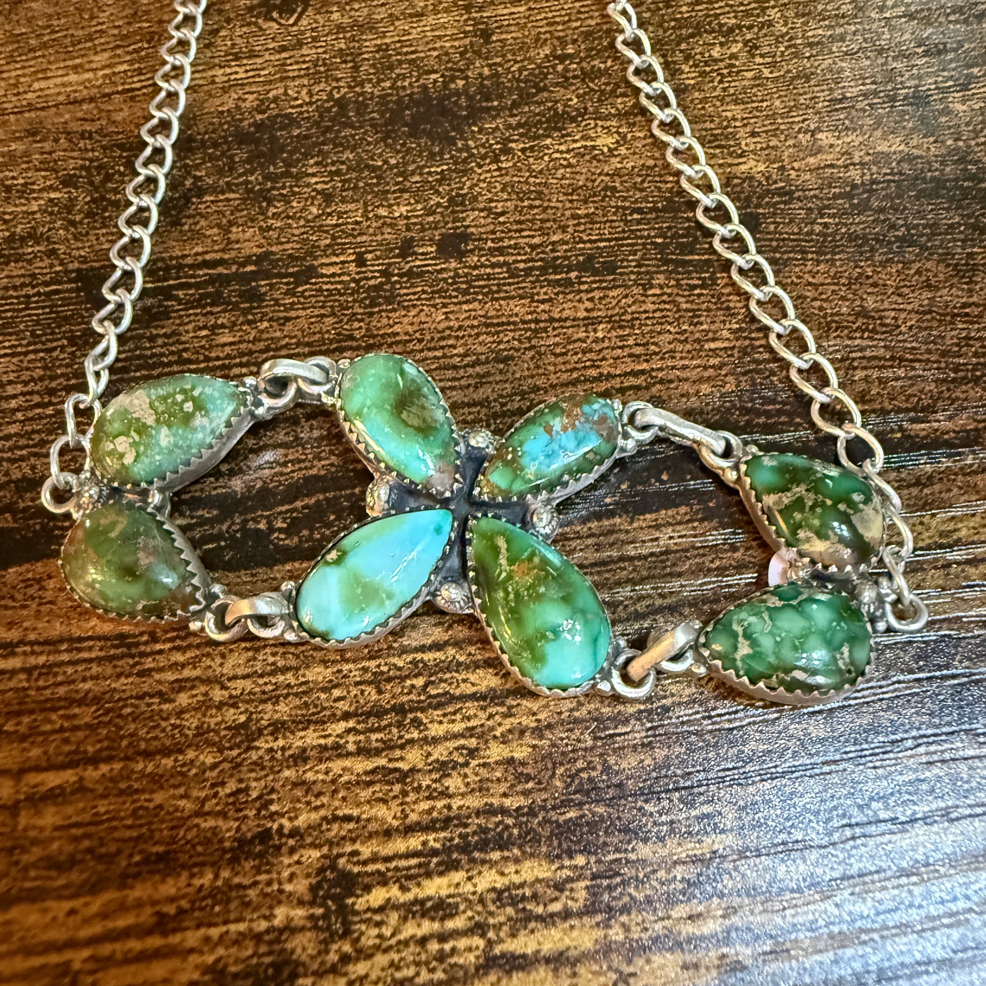 Sonoran Gold Turquoise Gemstone Choker Necklace in Sterling Silver Wild West Boho