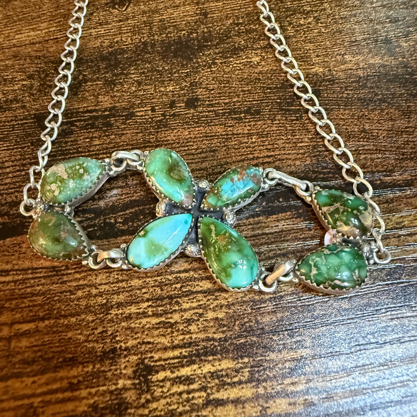 Sonoran Gold Turquoise Gemstone Choker Necklace in Sterling Silver Wild West Boho