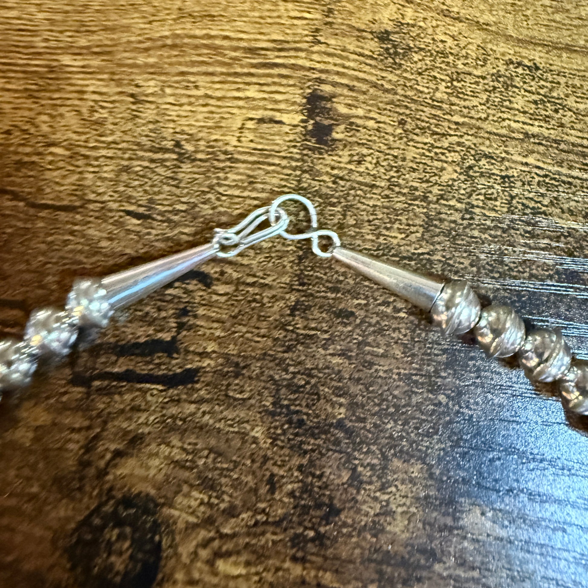 Linore Garcia Signed Navajo Handmade Turquoise Squash Blossom Necklace in Sterling Silver Wild West Boho