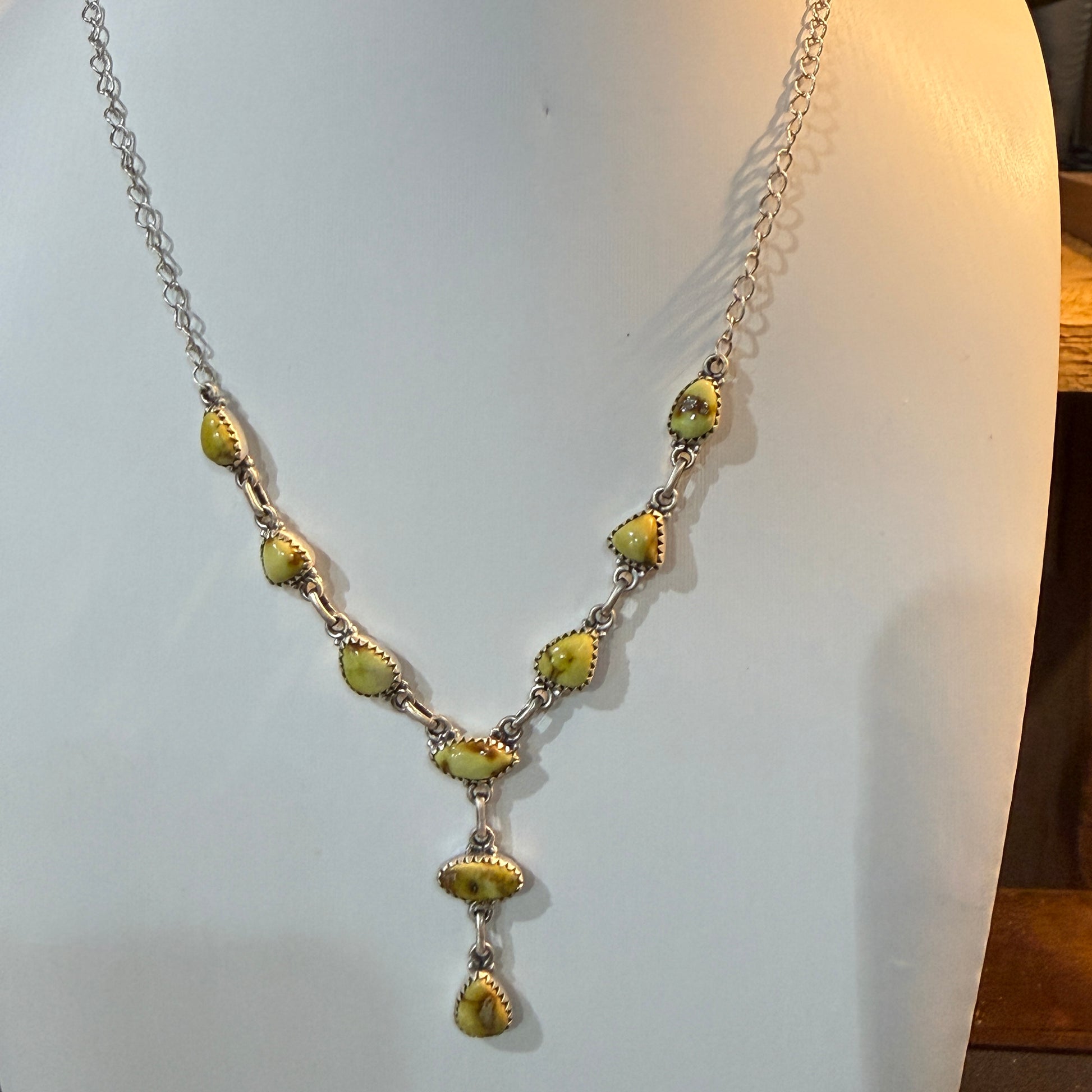 Paloma Turquoise Gemstone Lariat Necklace in Sterling Silver Wild West Boho