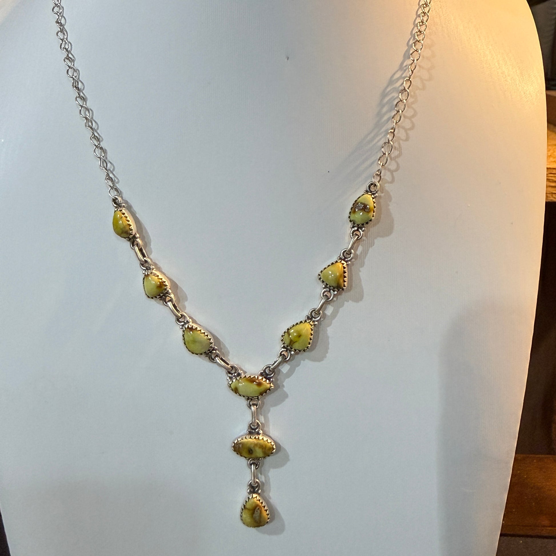 Paloma Turquoise Gemstone Lariat Necklace in Sterling Silver Wild West Boho