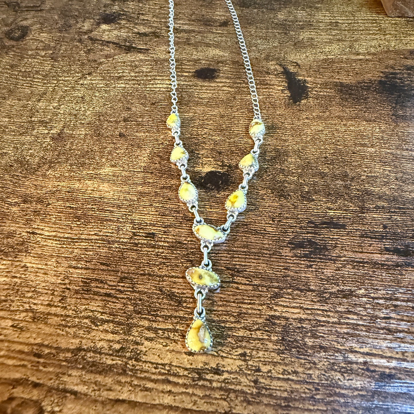 Paloma Turquoise Gemstone Lariat Necklace in Sterling Silver Wild West Boho