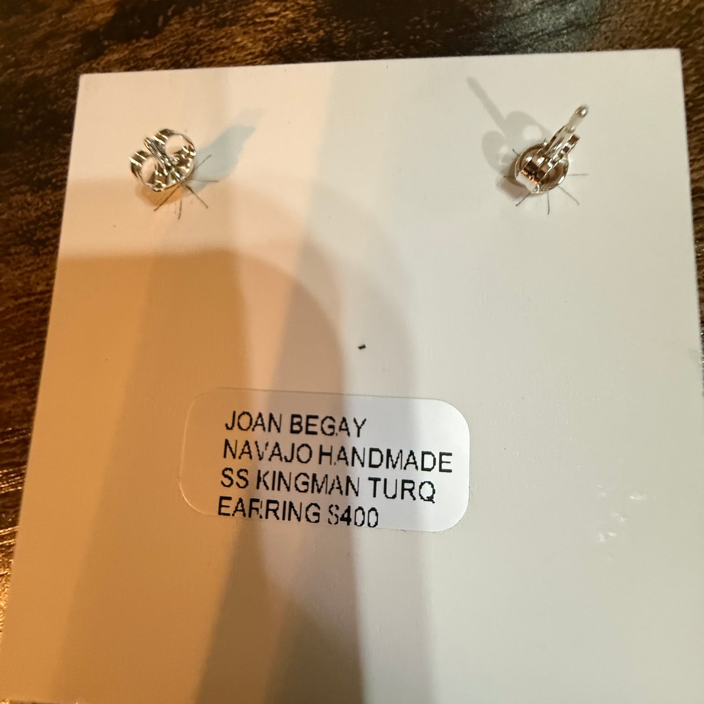 Joan Began Navajo Handmade Kingman Turquoise Conch Drop Earrings in Sterling Silver Wild West Boho