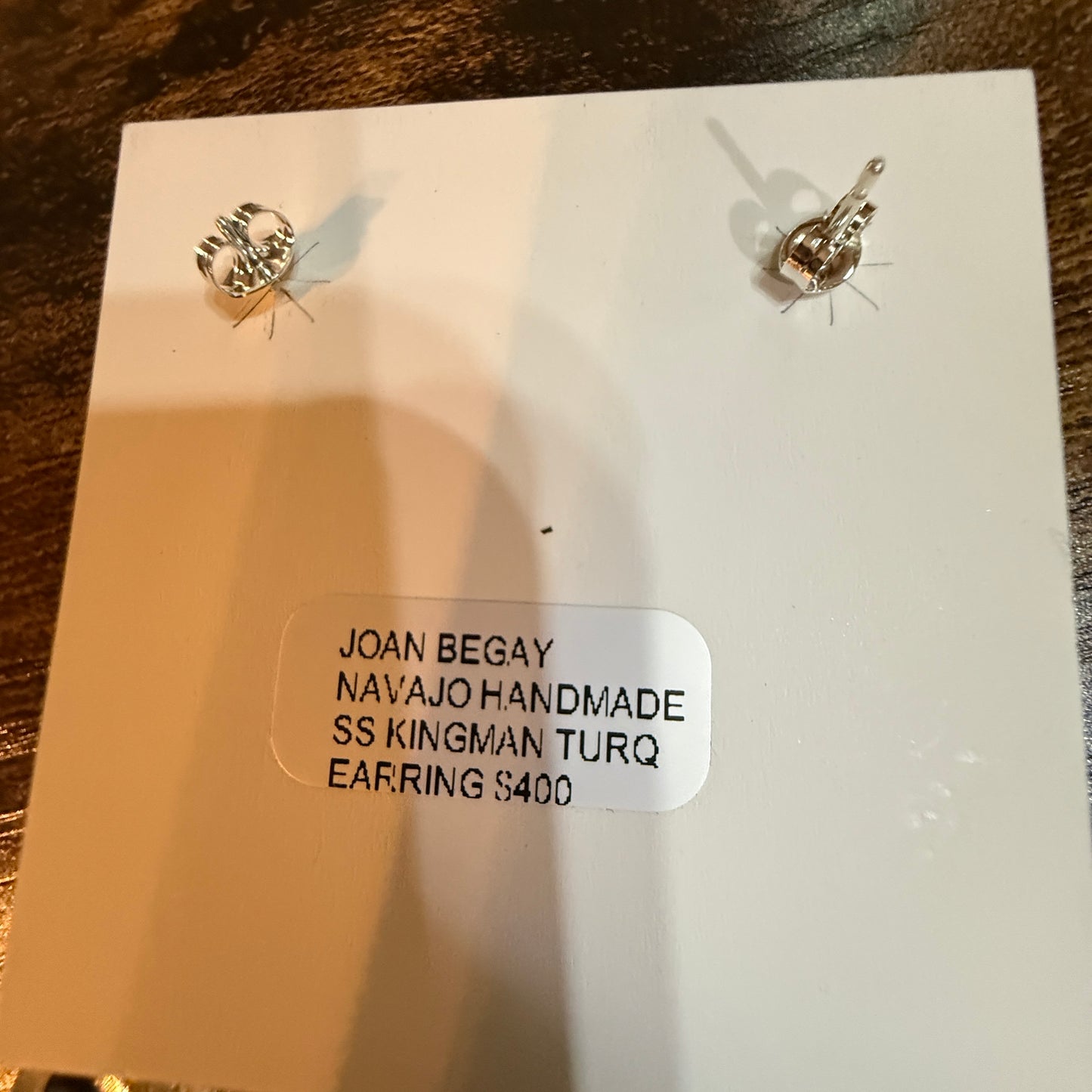 Joan Began Navajo Handmade Kingman Turquoise Conch Drop Earrings in Sterling Silver Wild West Boho