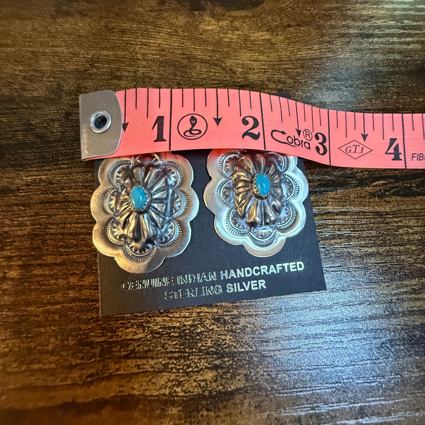 Lavina Benally Navajo Handmade Conch Kingman Turquoise Stud Earring in Sterling Silver Wild West Boho