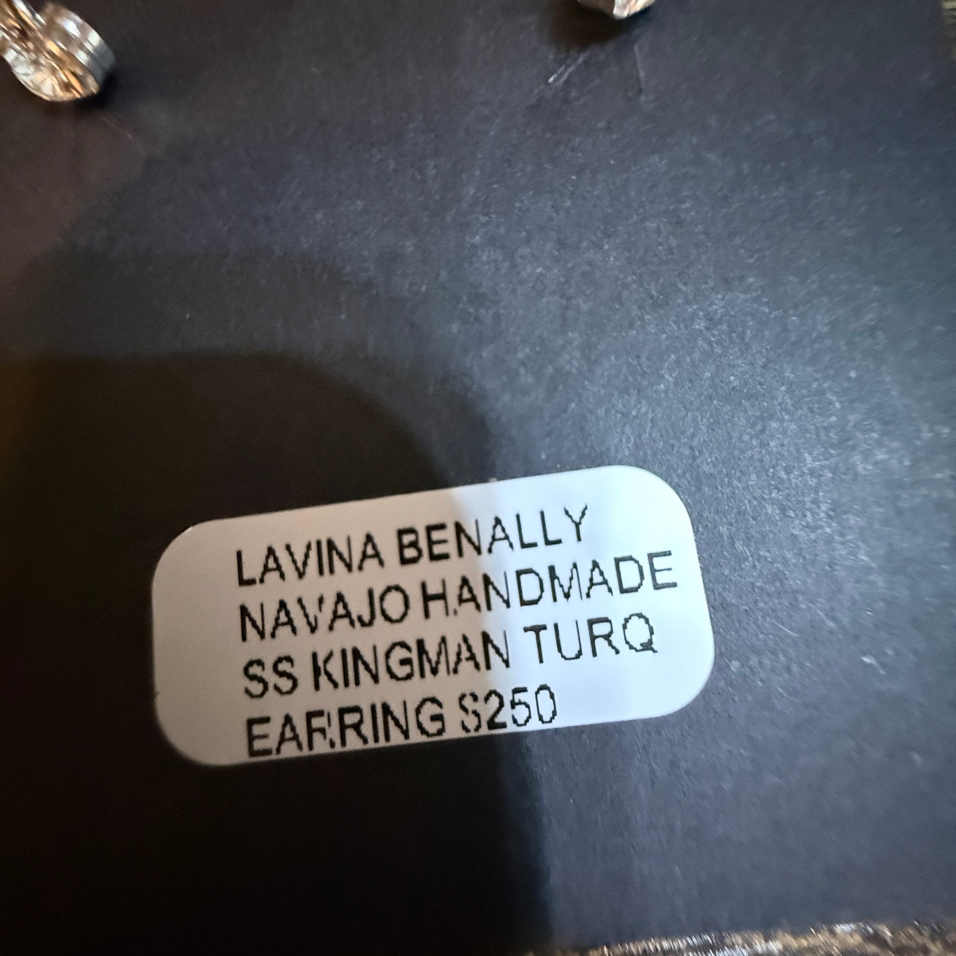 Lavina Benally Navajo Handmade Conch Kingman Turquoise Stud Earring in Sterling Silver Wild West Boho