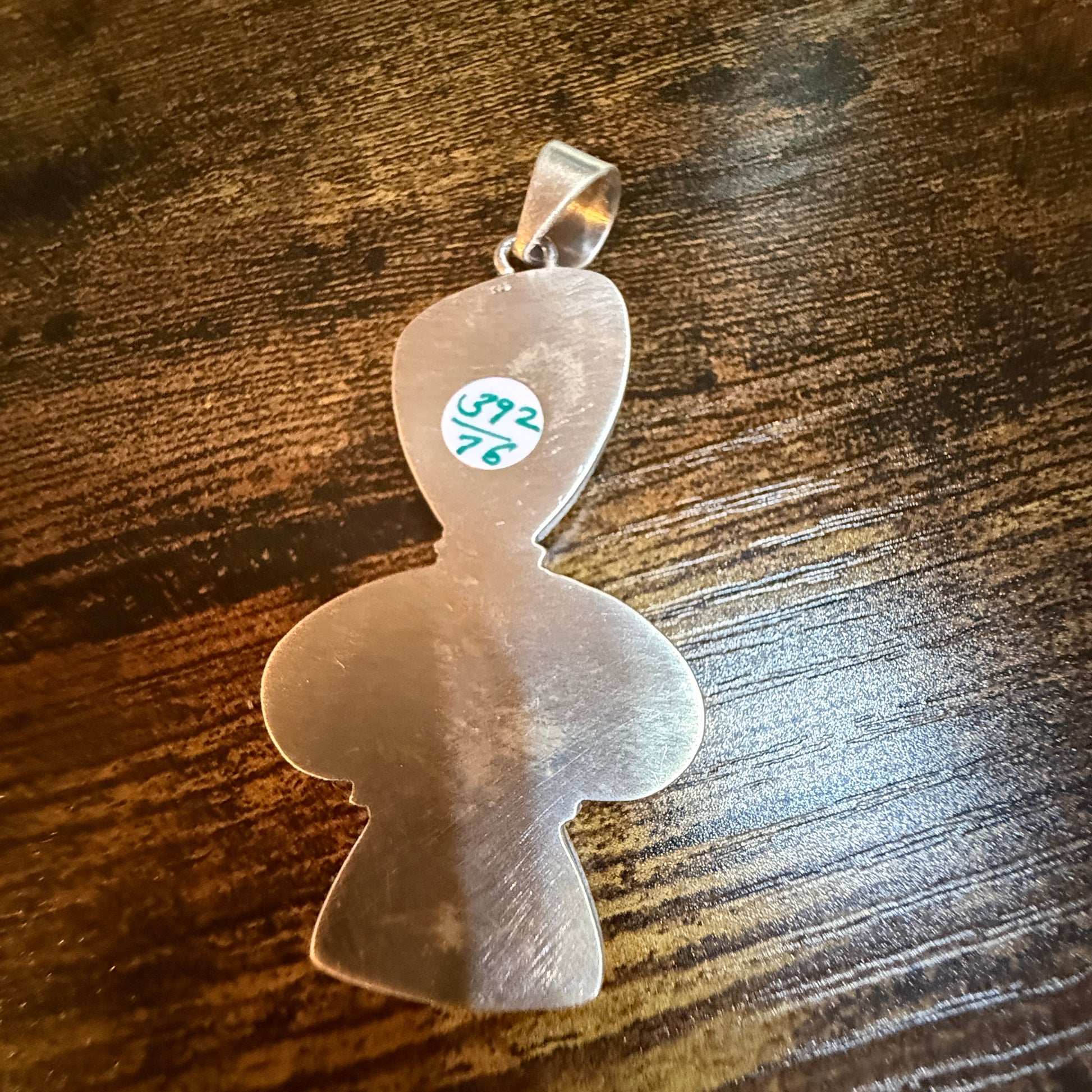 Blackjack Turquoise Gemstone 3 Inch Pendant in Sterling Silver Wild West Boho