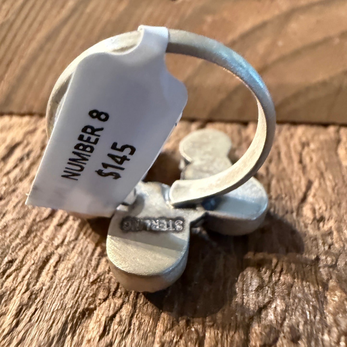 Mine Number 8 Turquoise Gemstone Naja Adjustable Ring in Sterling Silver Wild West Boho