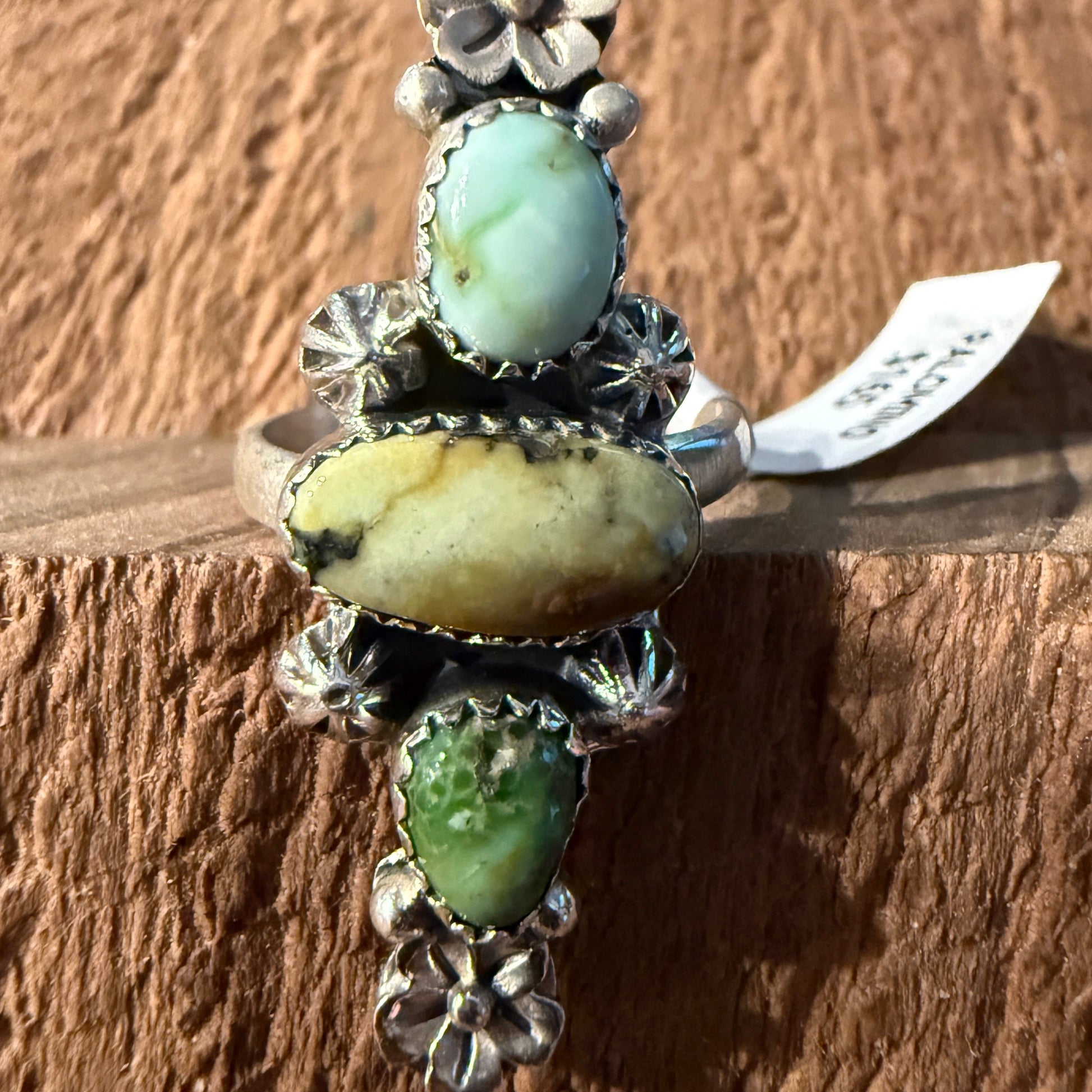 Palomino Turquoise Gemstone Adjustable Ring in Sterling Silver Wild West Boho