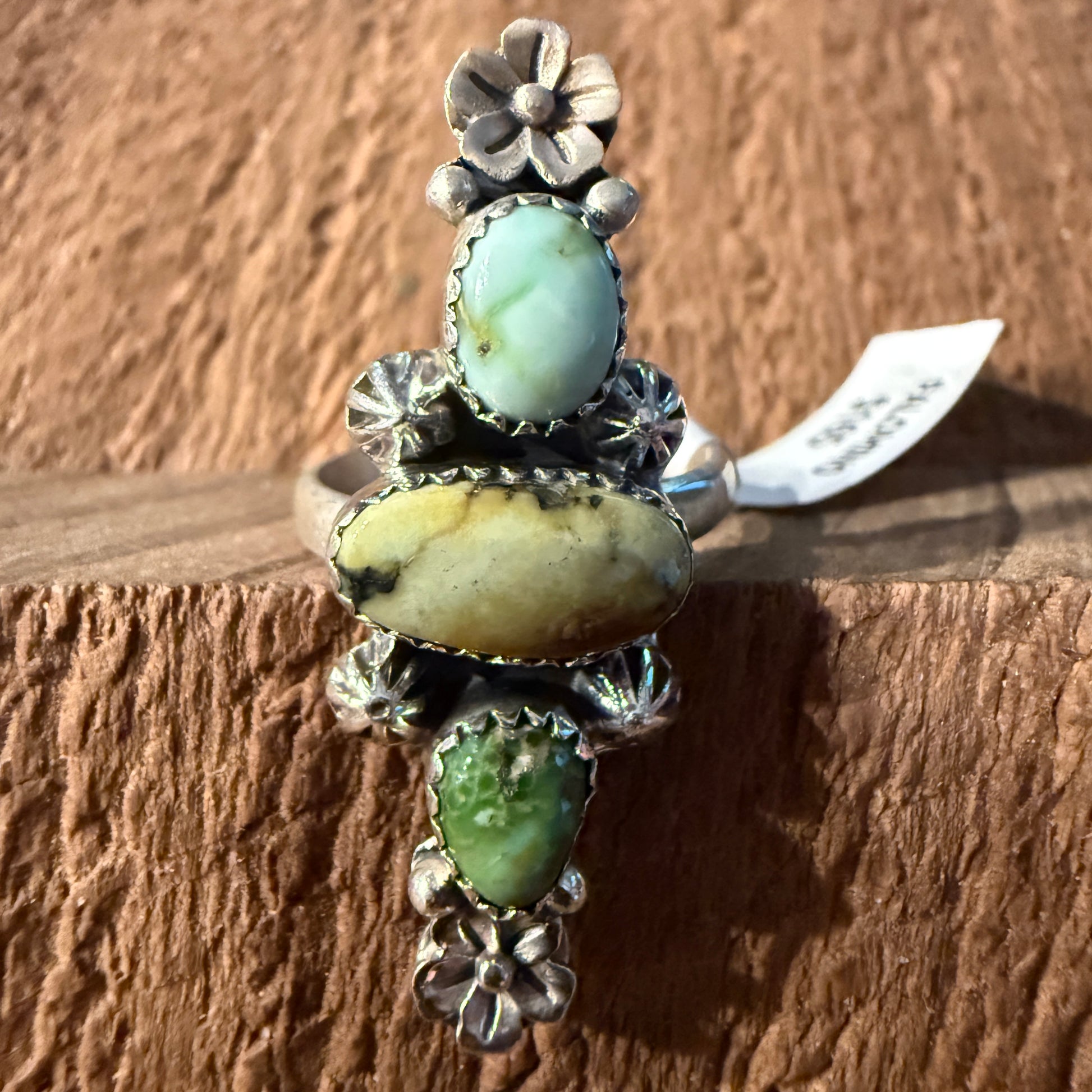 Palomino Turquoise Gemstone Adjustable Ring in Sterling Silver Wild West Boho