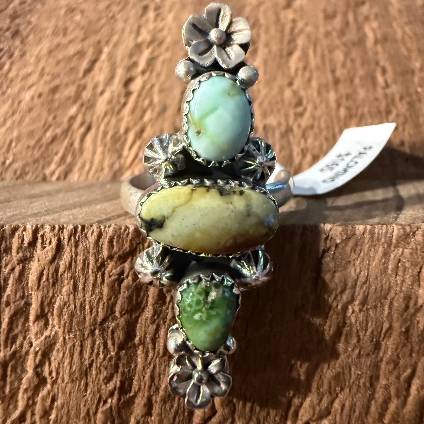 Palomino Turquoise Gemstone Adjustable Ring in Sterling Silver Wild West Boho