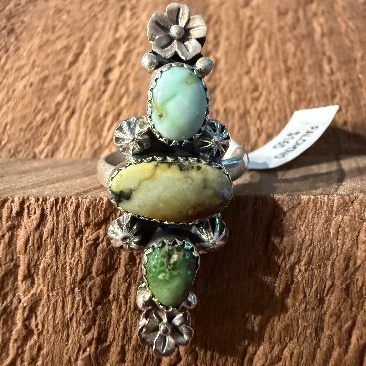 Palomino Turquoise Gemstone Adjustable Ring in Sterling Silver Wild West Boho