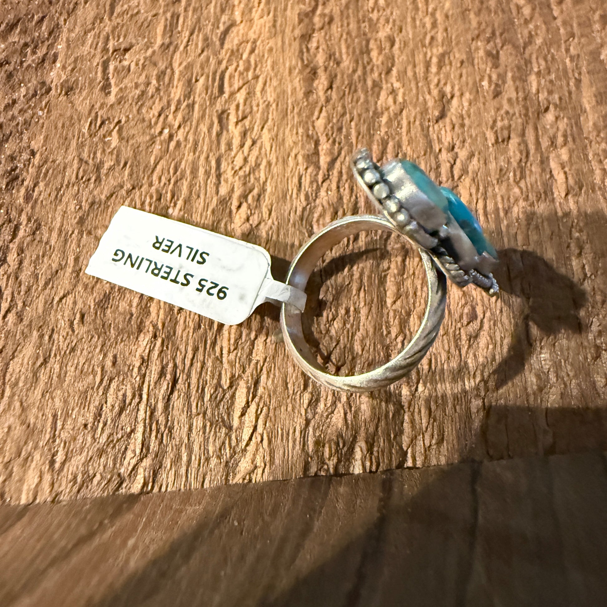 Mojave Turquoise Gemstone Three Stone Adjustable Ring in Sterling Silver Wild West Boho