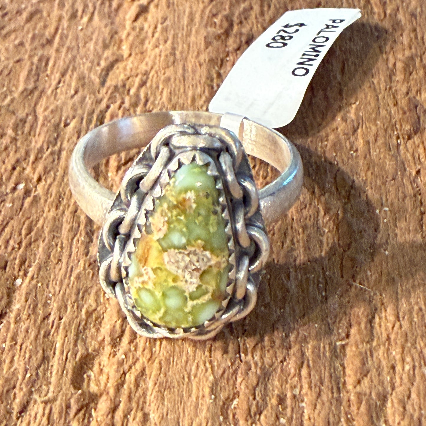 Palomino Turquoise Gemstone Adjustable Ring in Sterling Silver Wild West Boho