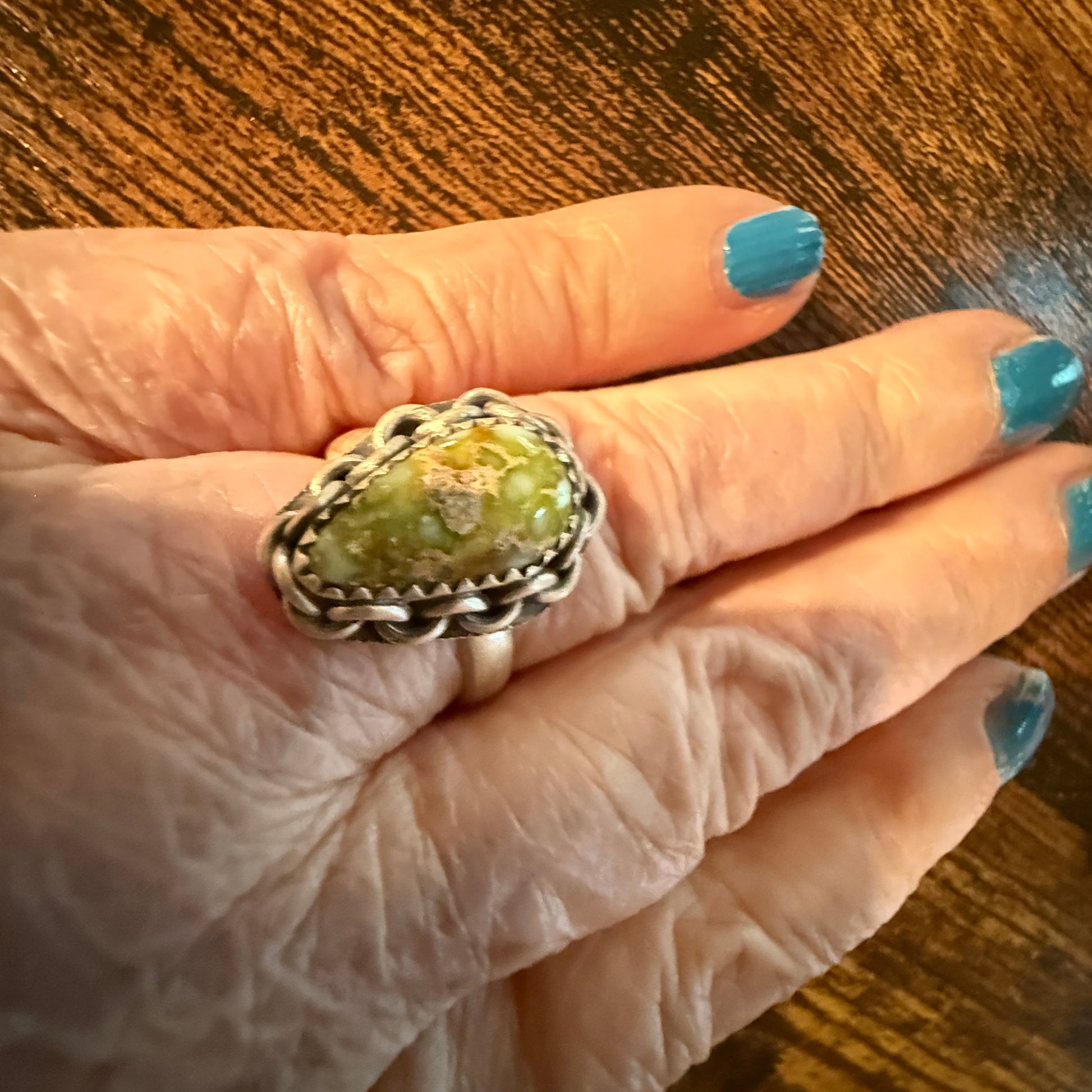 Palomino Turquoise Gemstone Adjustable Ring in Sterling Silver Wild West Boho