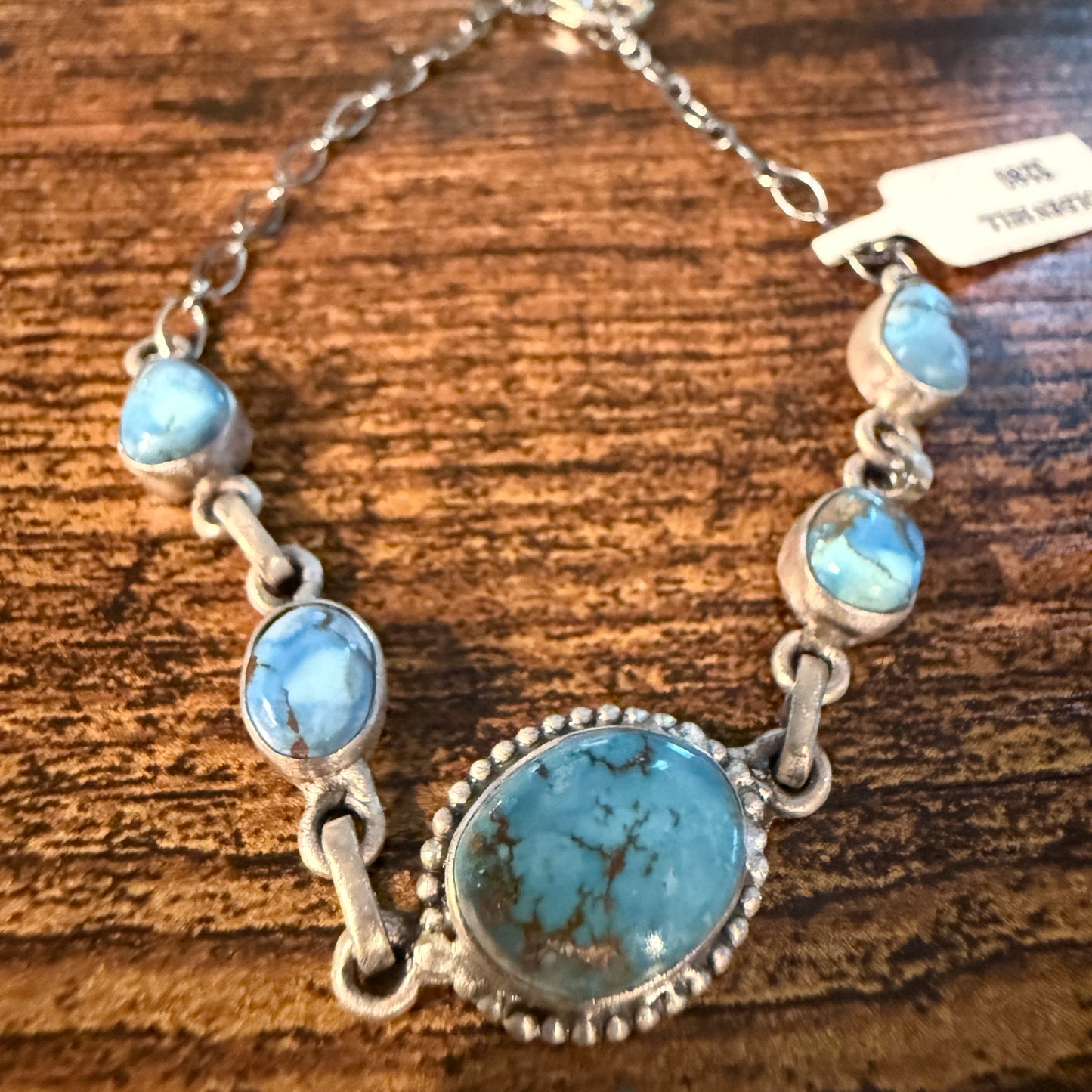 Golden Hills Turquoise Gemstone Link Chain Bracelet in Sterling Silver Wild West Boho